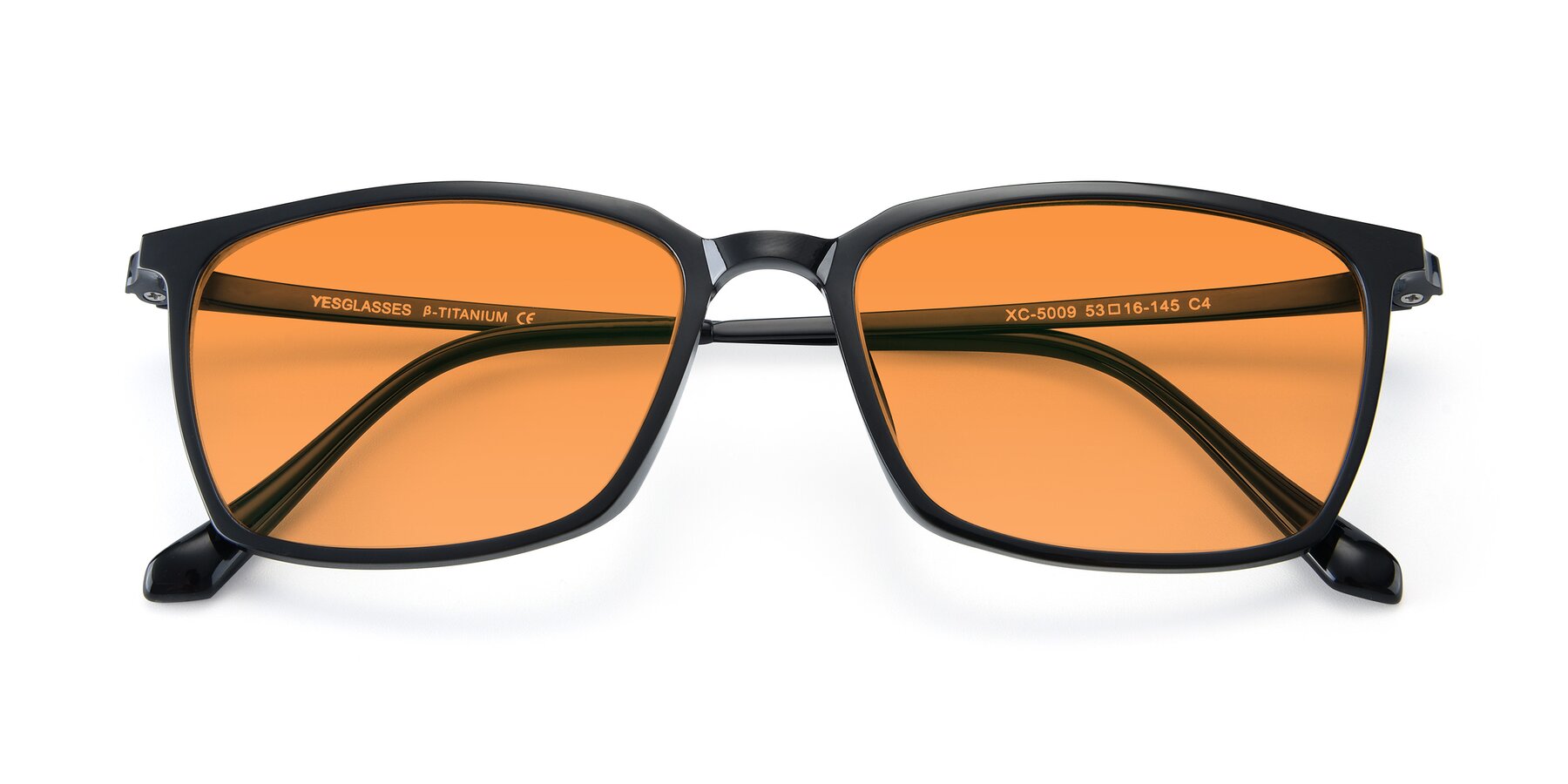 Folded Front of XC-5009 in Black with Orange Tinted Lenses