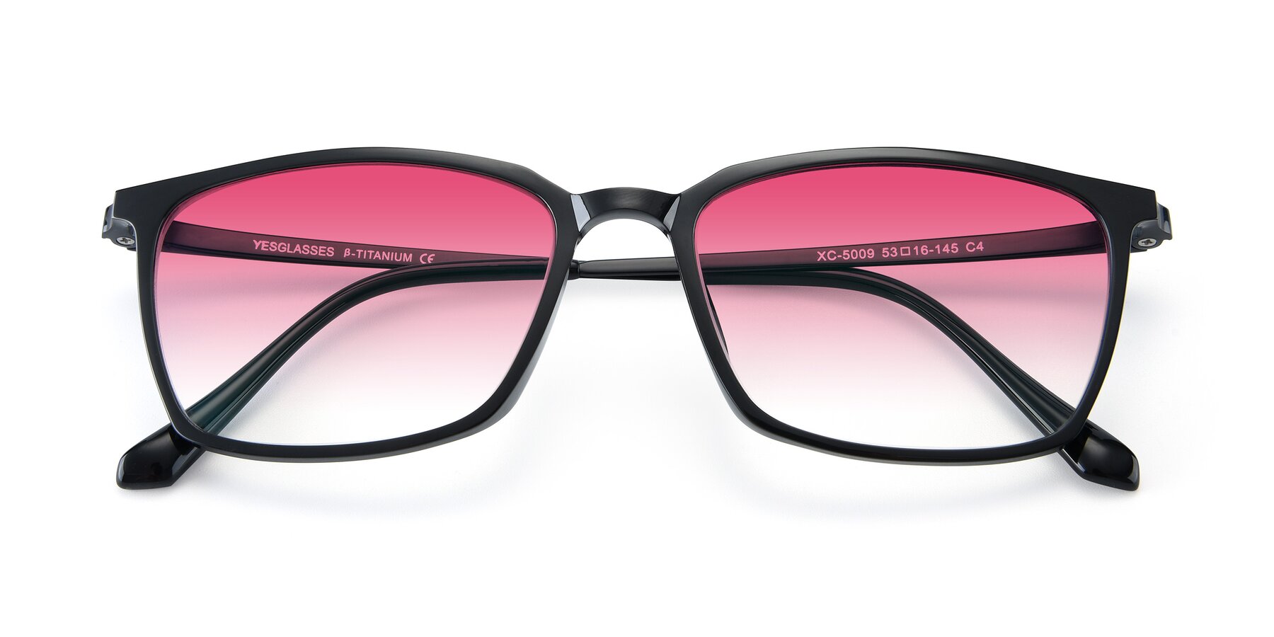 Folded Front of XC-5009 in Black with Pink Gradient Lenses