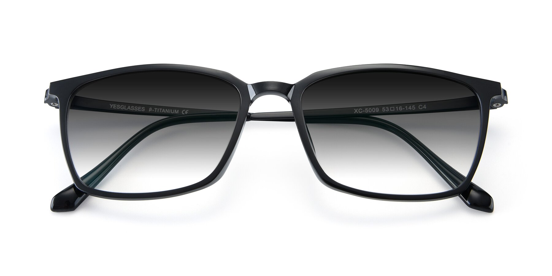 Folded Front of XC-5009 in Black with Gray Gradient Lenses