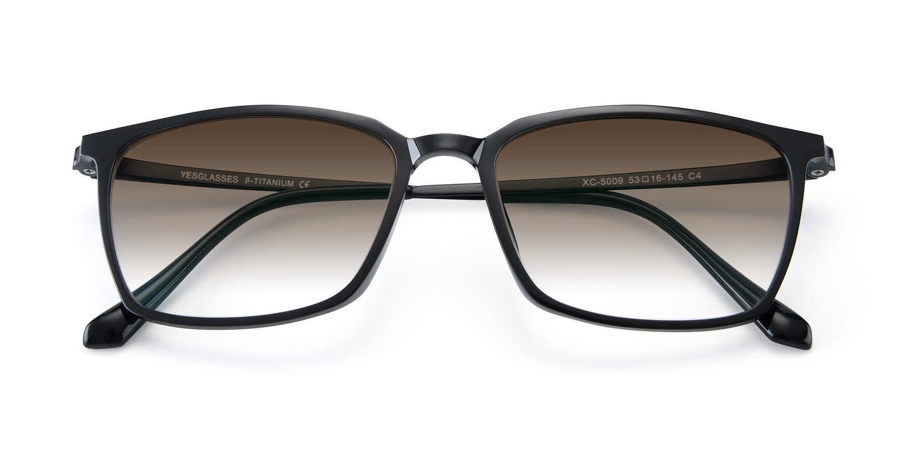 Folded Front of XC-5009 in Black with Brown Gradient Lenses