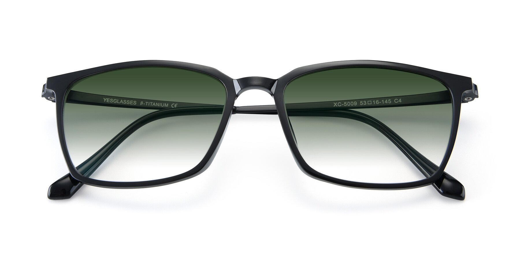 Folded Front of XC-5009 in Black with Green Gradient Lenses
