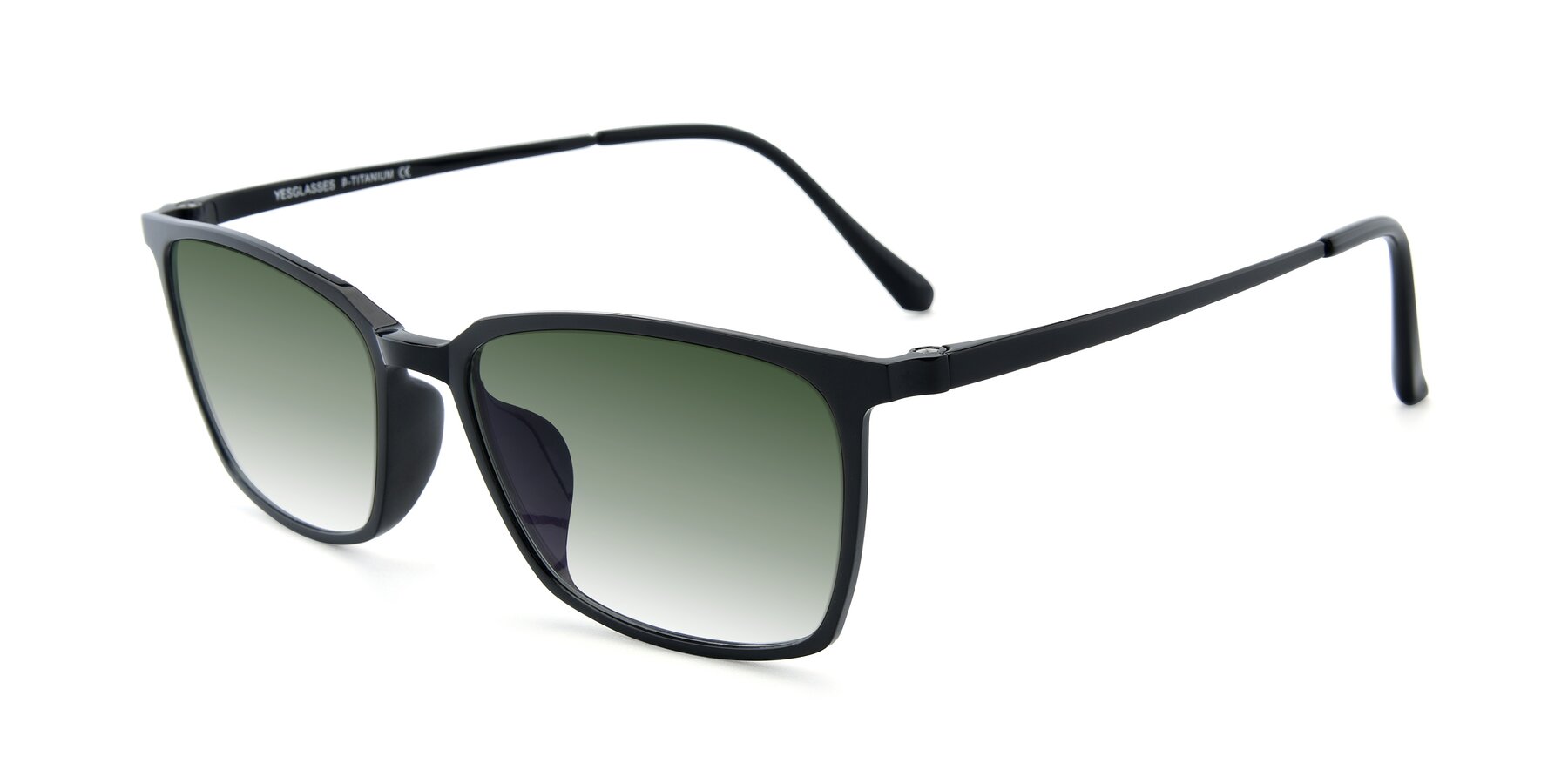 Angle of XC-5009 in Black with Green Gradient Lenses