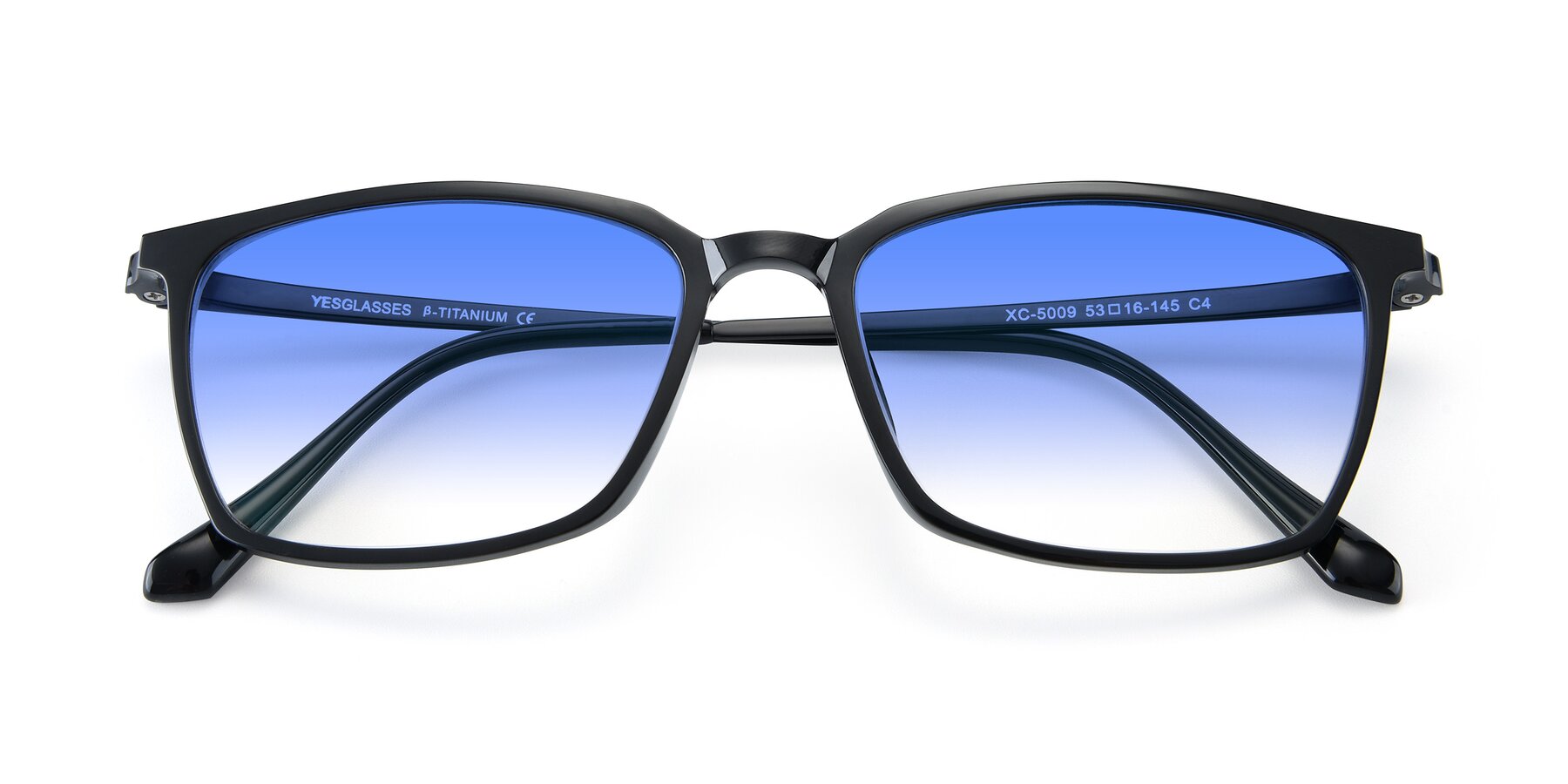 Folded Front of XC-5009 in Black with Blue Gradient Lenses