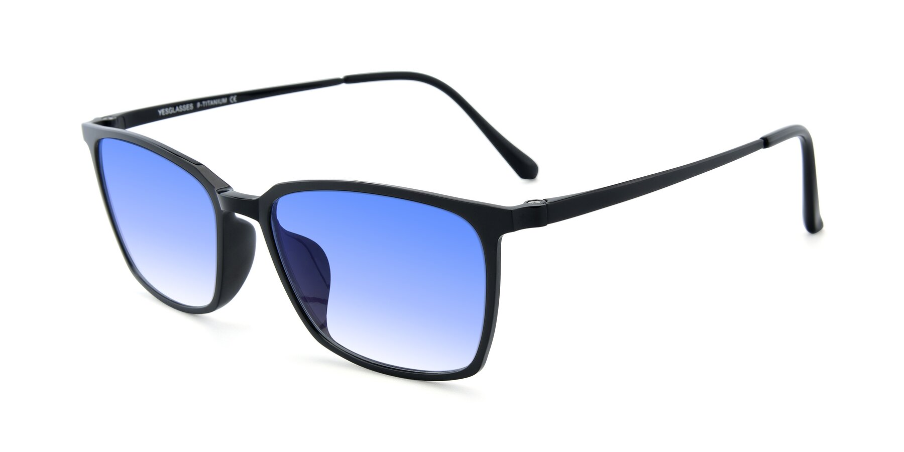 Angle of XC-5009 in Black with Blue Gradient Lenses