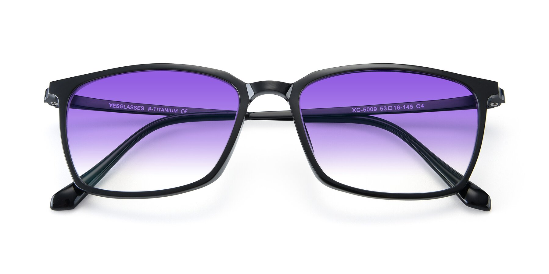 Folded Front of XC-5009 in Black with Purple Gradient Lenses