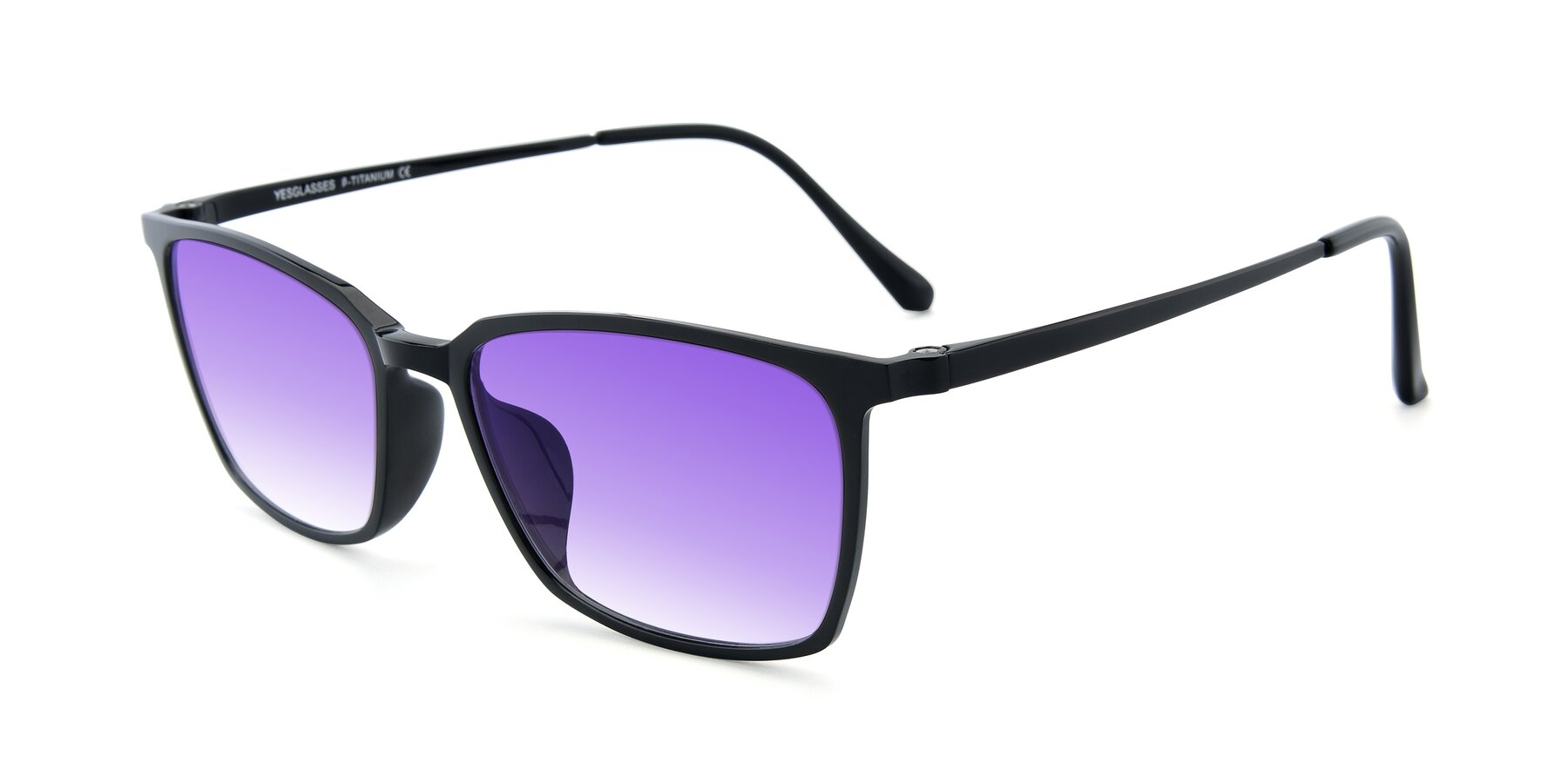 Angle of XC-5009 in Black with Purple Gradient Lenses