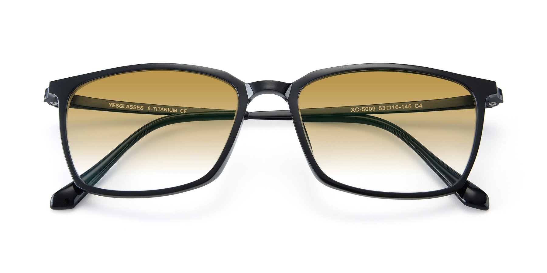 Folded Front of XC-5009 in Black with Champagne Gradient Lenses