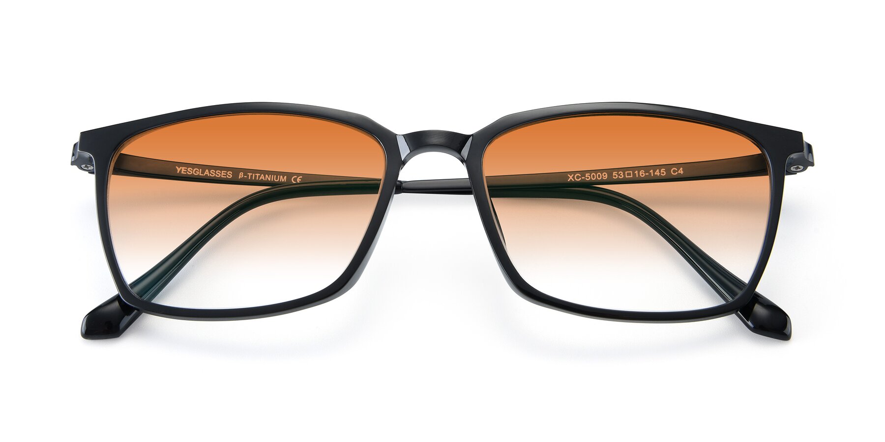 Folded Front of XC-5009 in Black with Orange Gradient Lenses