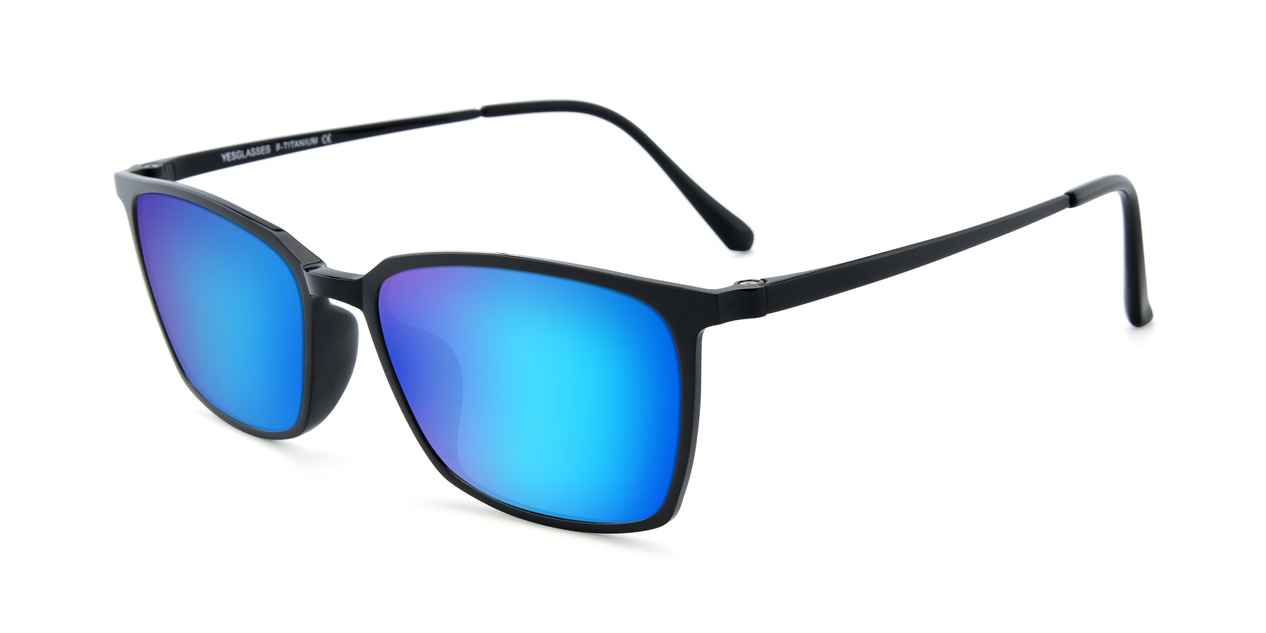 Angle of XC-5009 in Black with Blue Mirrored Lenses
