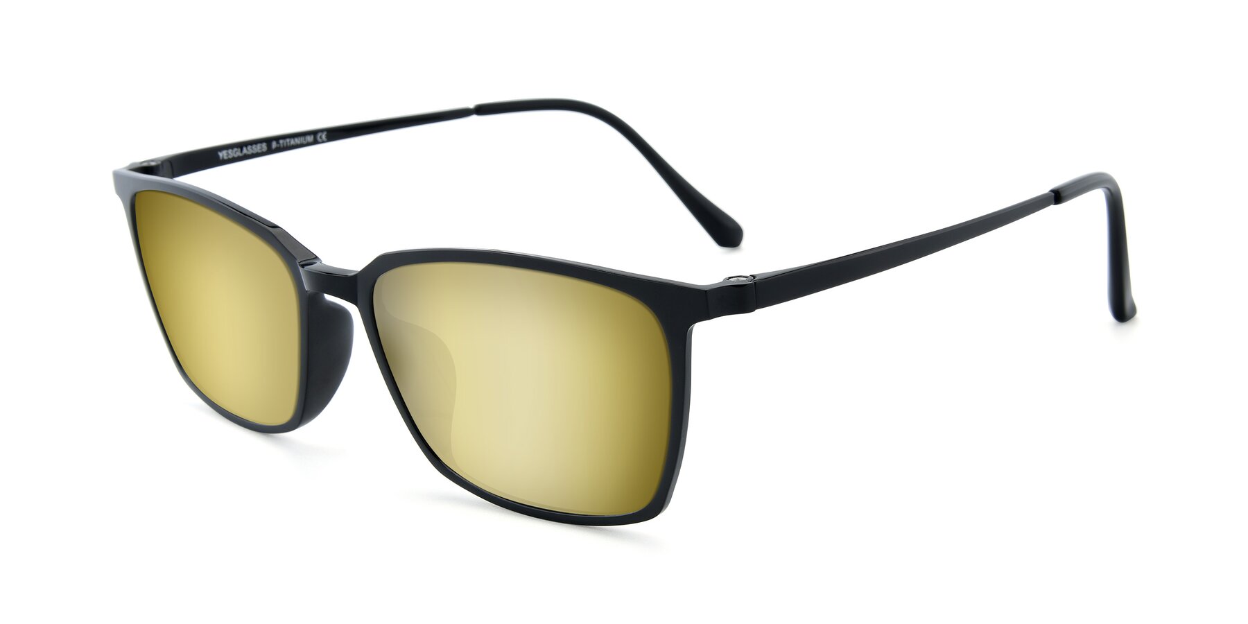Angle of XC-5009 in Black with Gold Mirrored Lenses