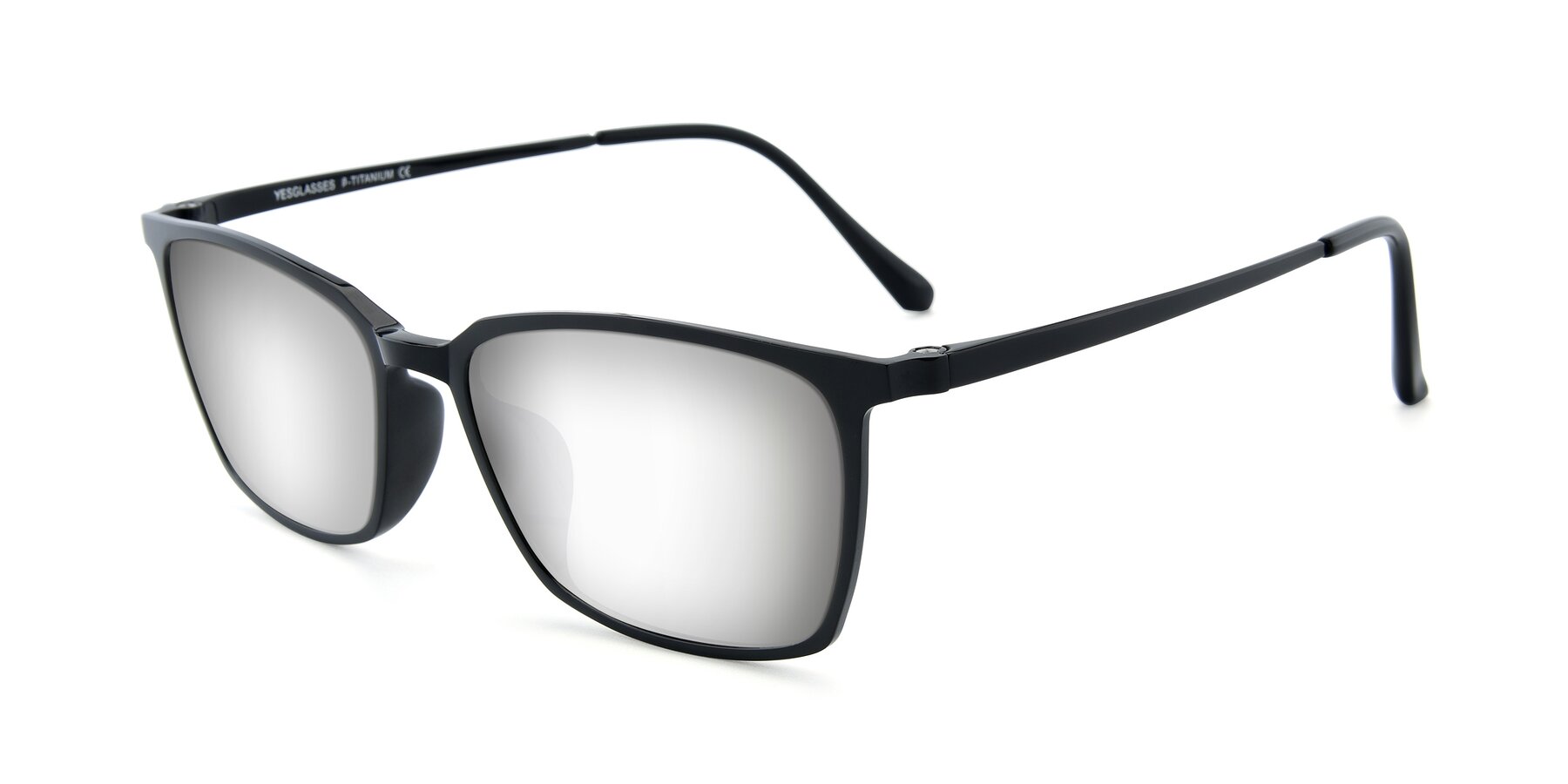 Angle of XC-5009 in Black with Silver Mirrored Lenses