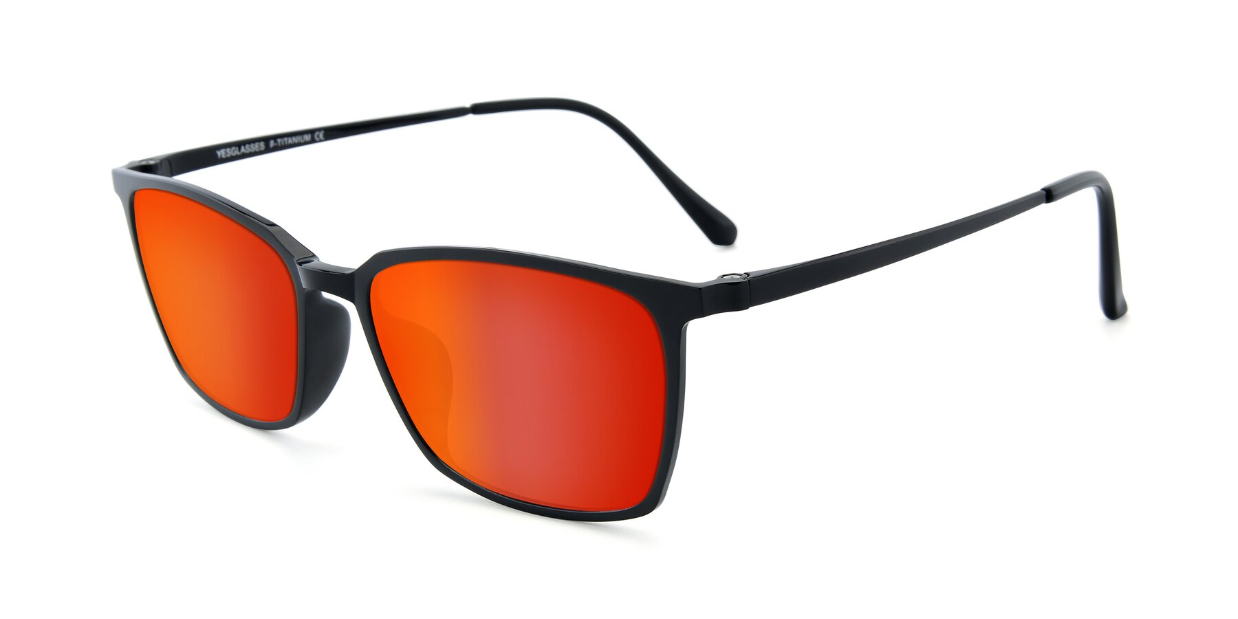 Angle of XC-5009 in Black with Red Gold Mirrored Lenses