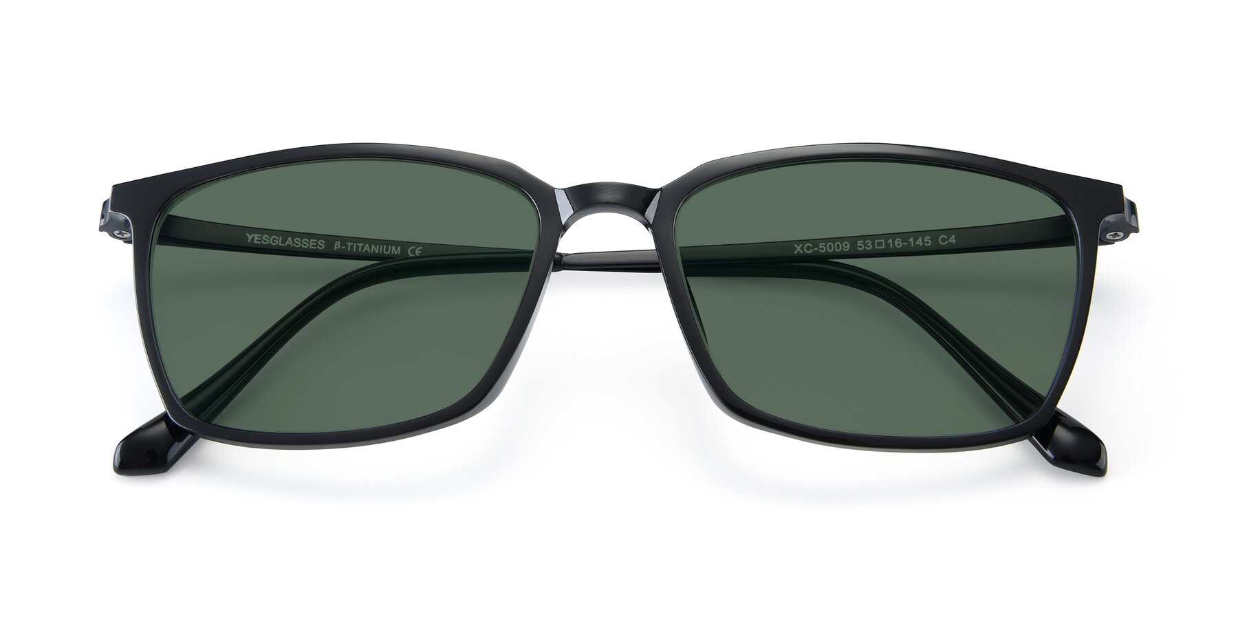 Folded Front of XC-5009 in Black with Green Polarized Lenses