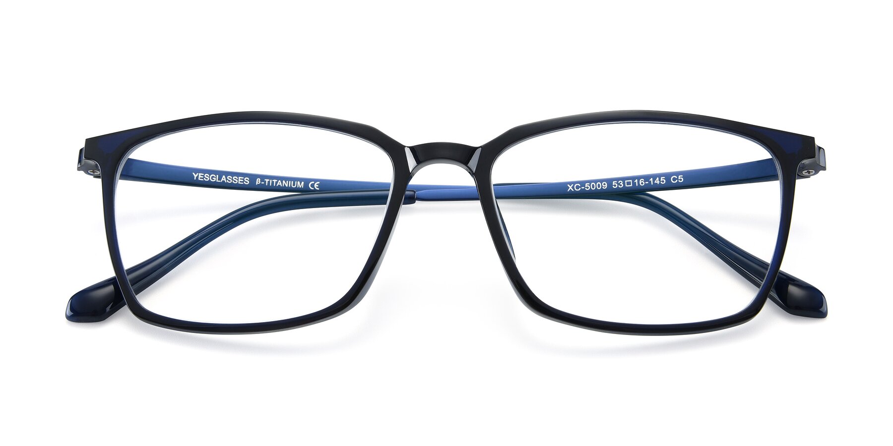 Folded Front of XC-5009 in Blue with Clear Eyeglass Lenses