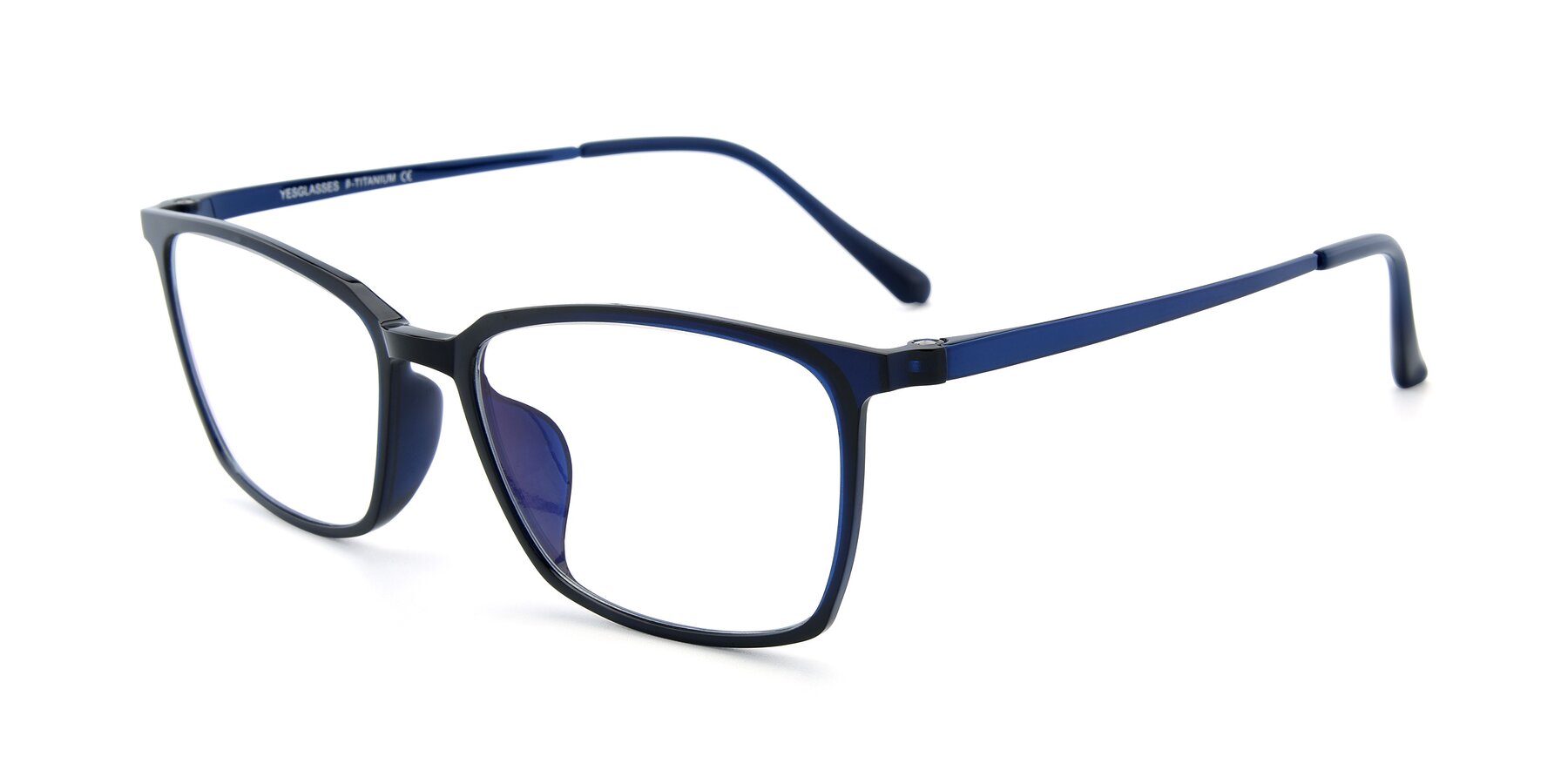 Angle of XC-5009 in Blue with Clear Reading Eyeglass Lenses