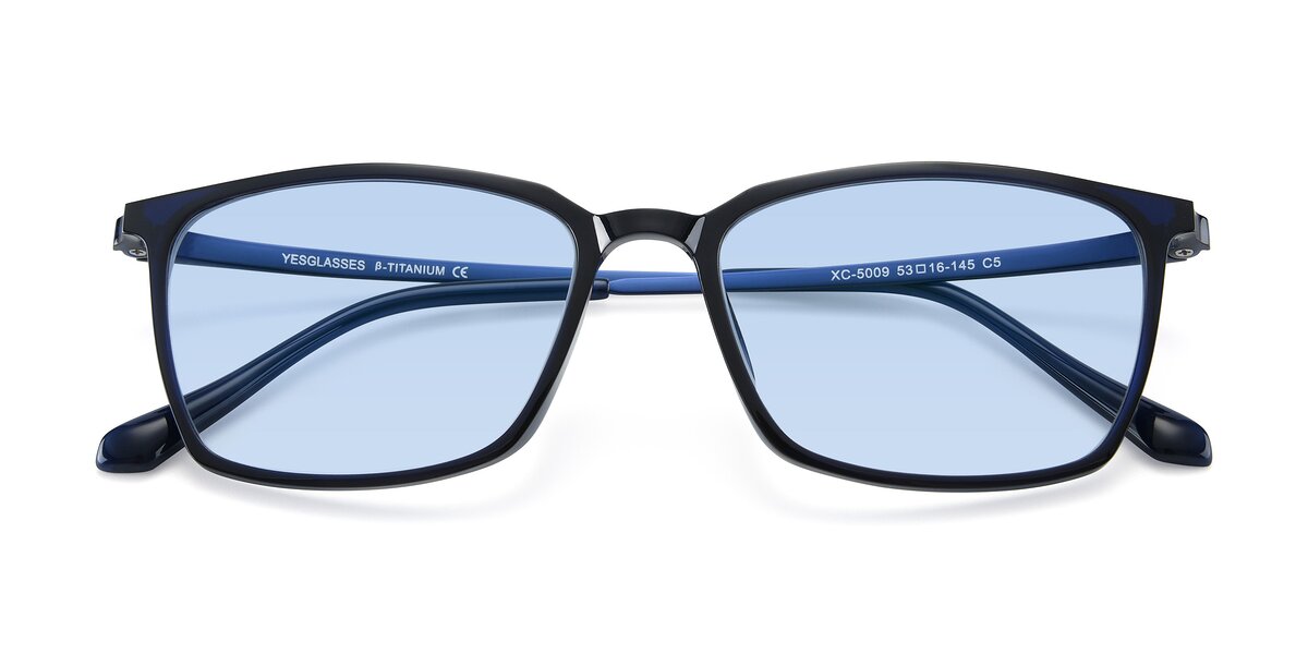 Blue Geek Chic Low Bridge Fit Geometric Tinted Sunglasses With Light Blue Sunwear Lenses Xc 5009 9950