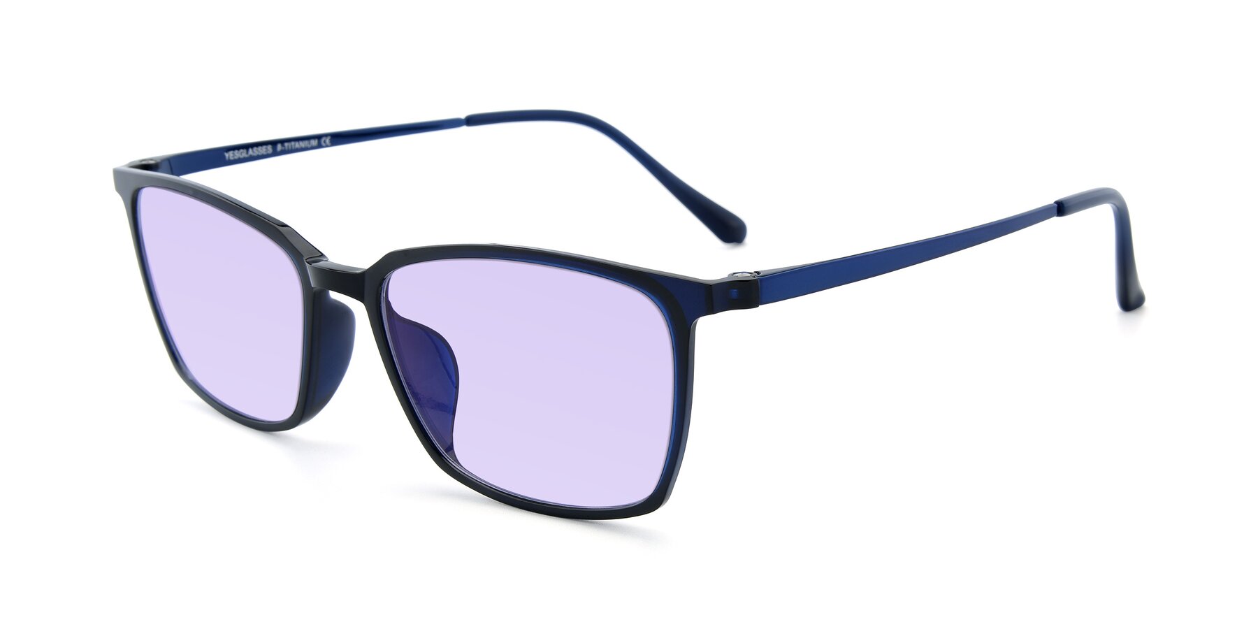 Angle of XC-5009 in Blue with Light Purple Tinted Lenses