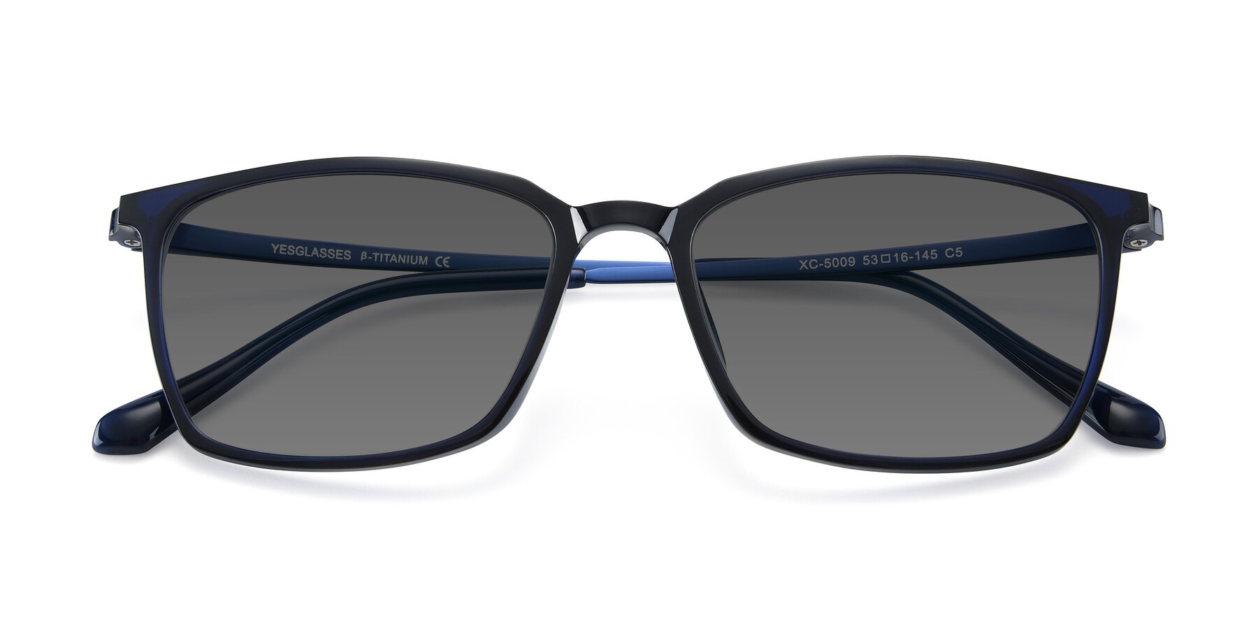 Folded Front of XC-5009 in Blue with Medium Gray Tinted Lenses