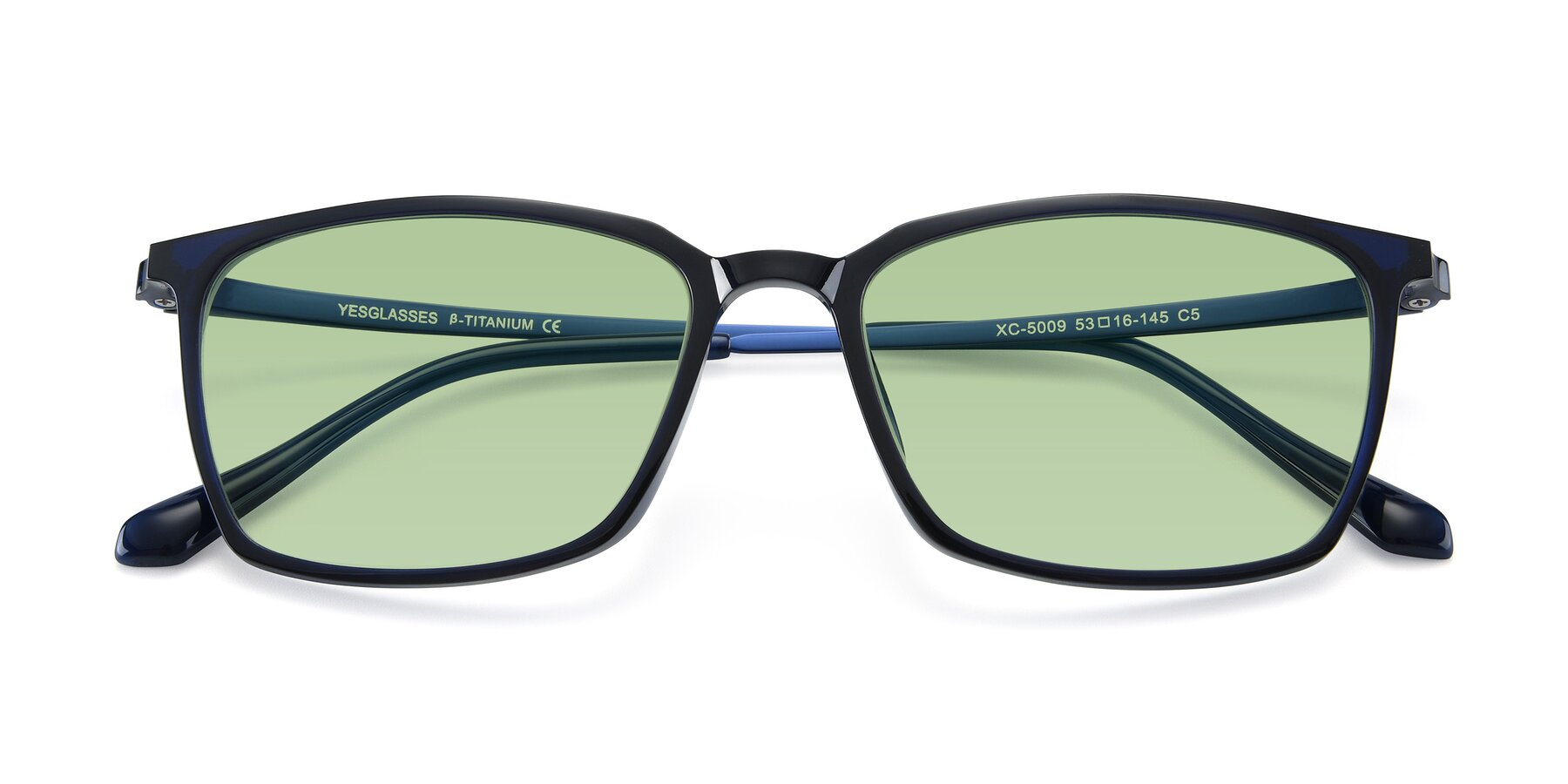 Folded Front of XC-5009 in Blue with Medium Green Tinted Lenses