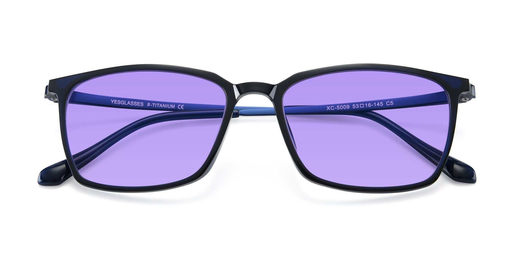 Folded Front of XC-5009 in Blue with Medium Purple Tinted Lenses