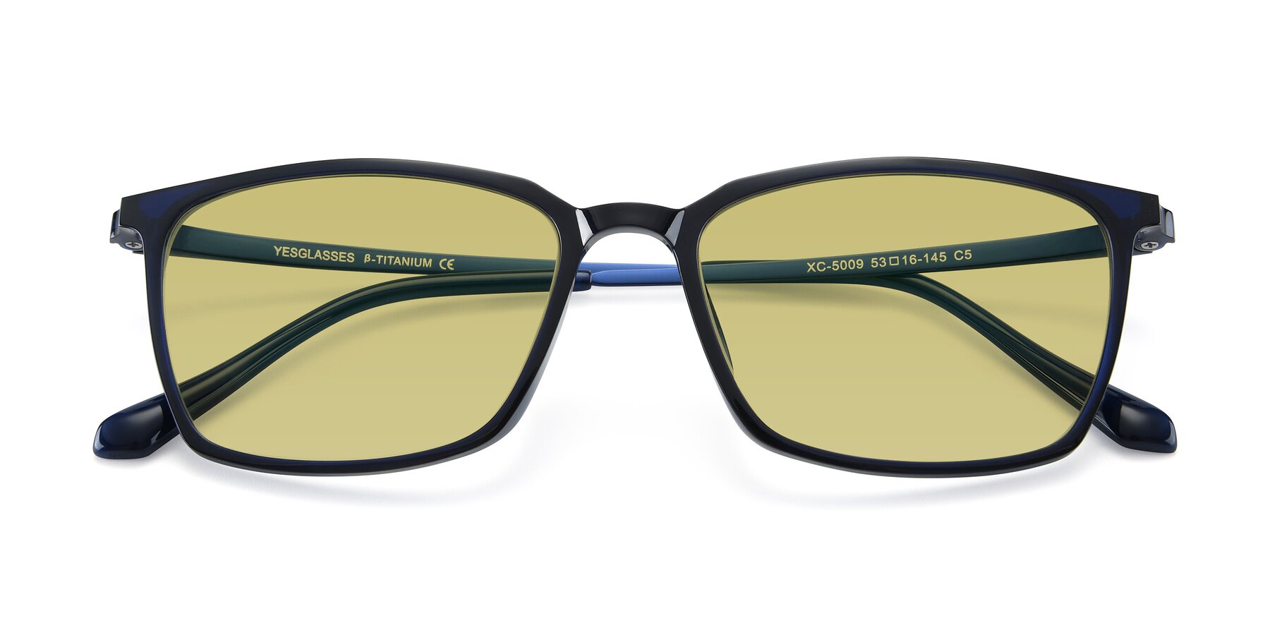 Folded Front of XC-5009 in Blue with Medium Champagne Tinted Lenses