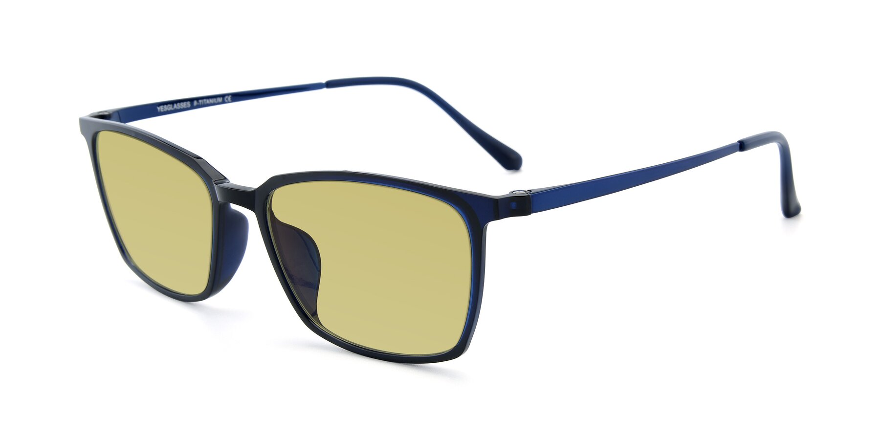 Angle of XC-5009 in Blue with Medium Champagne Tinted Lenses