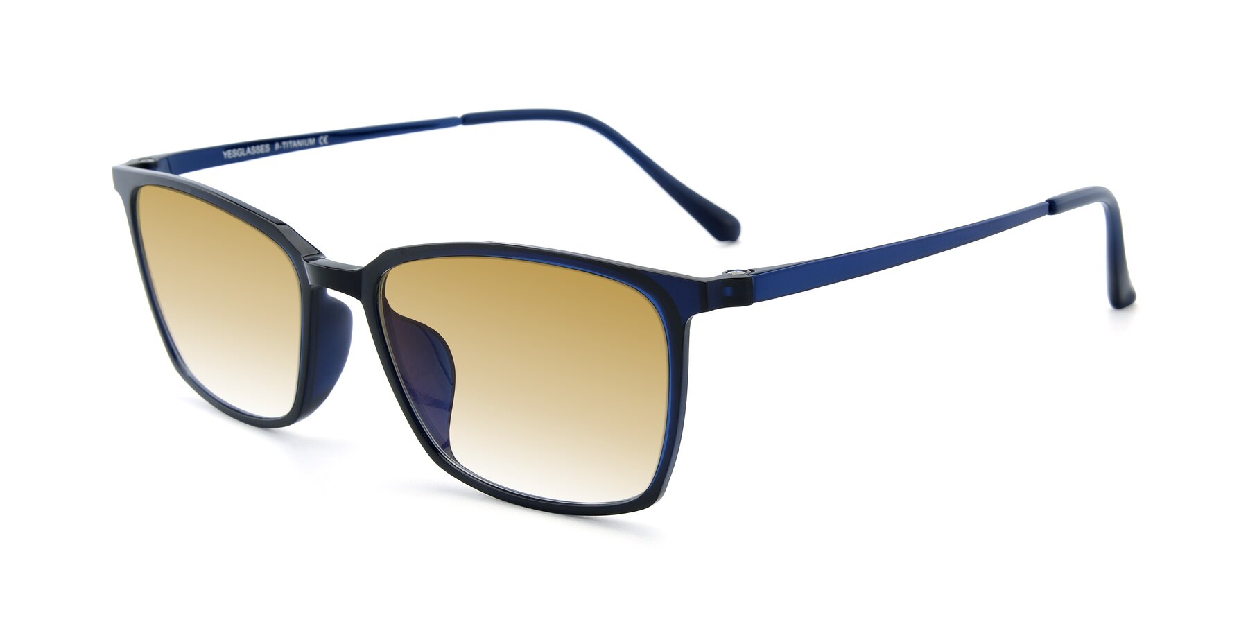 Angle of XC-5009 in Blue with Champagne Gradient Lenses
