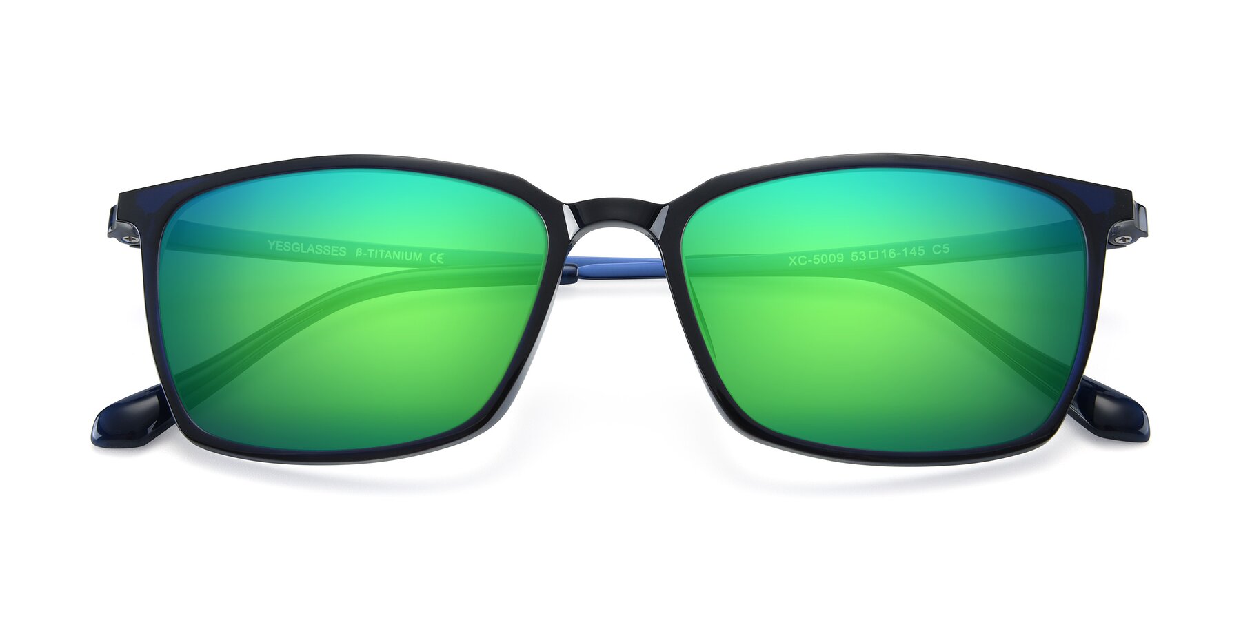 Folded Front of XC-5009 in Blue with Green Mirrored Lenses