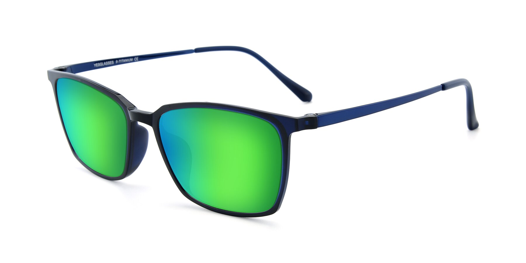 Angle of XC-5009 in Blue with Green Mirrored Lenses