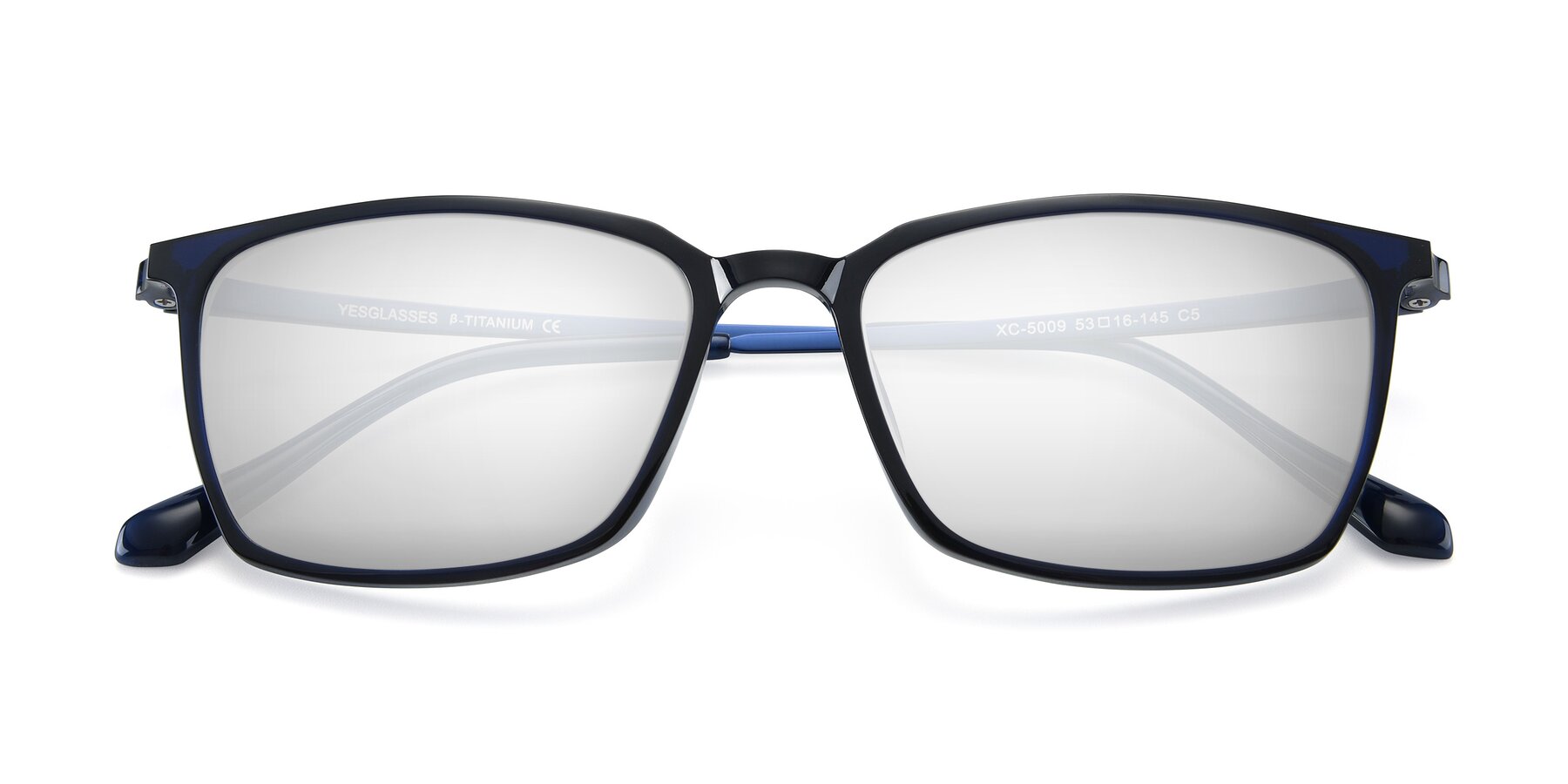 Folded Front of XC-5009 in Blue with Silver Mirrored Lenses
