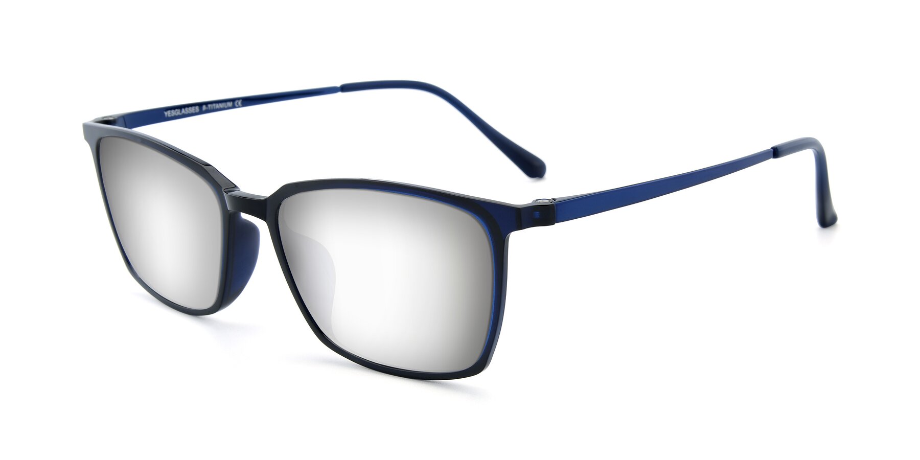 Angle of XC-5009 in Blue with Silver Mirrored Lenses
