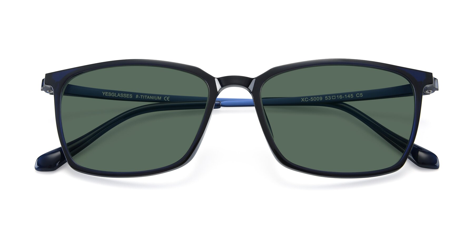 Folded Front of XC-5009 in Blue with Green Polarized Lenses