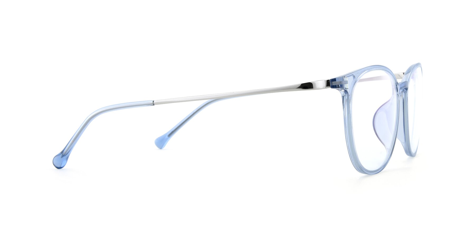Side of XC-6006 in Blue Amber-Silver with Clear Reading Eyeglass Lenses