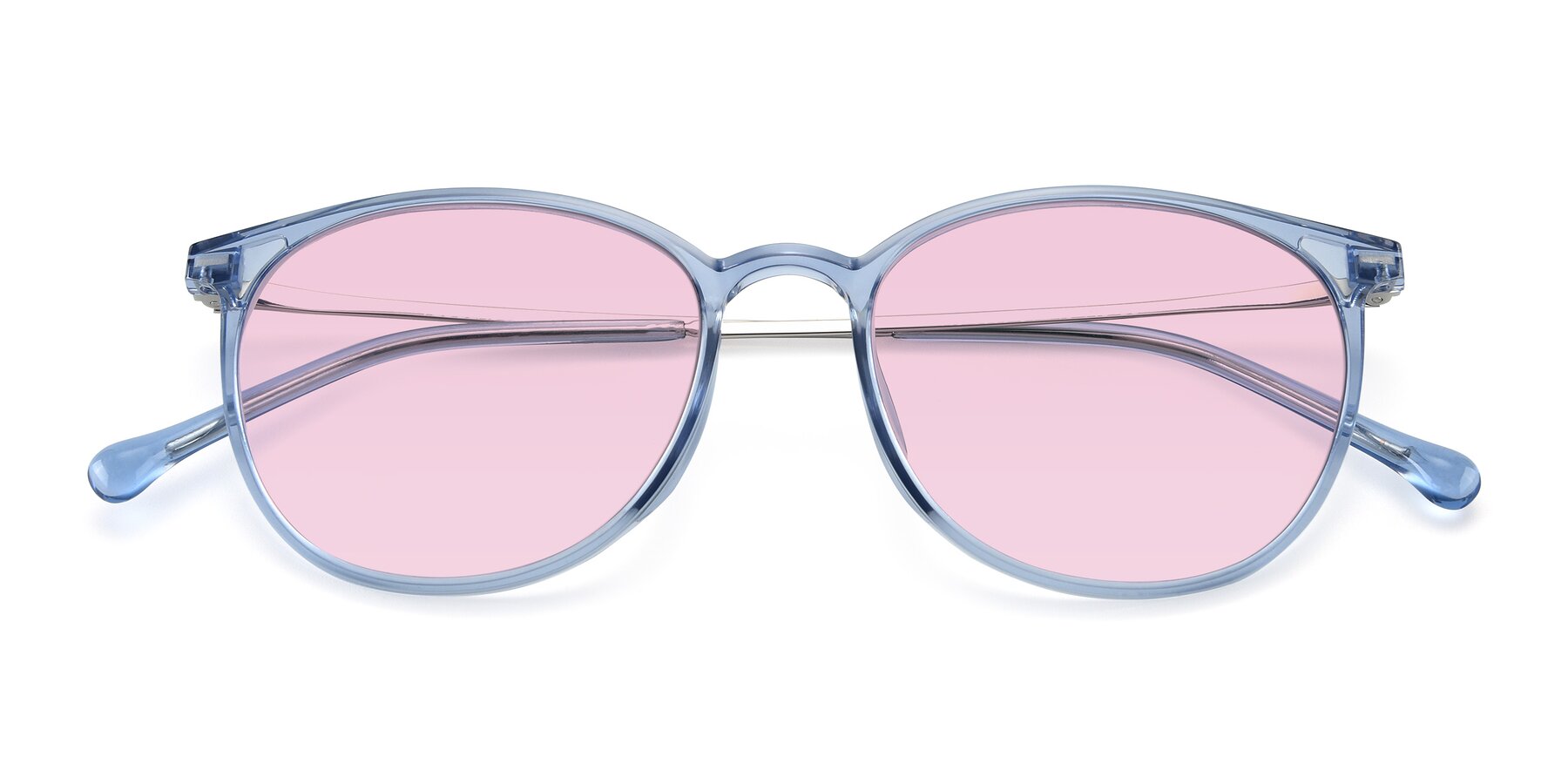 Folded Front of XC-6006 in Blue Amber-Silver with Light Pink Tinted Lenses