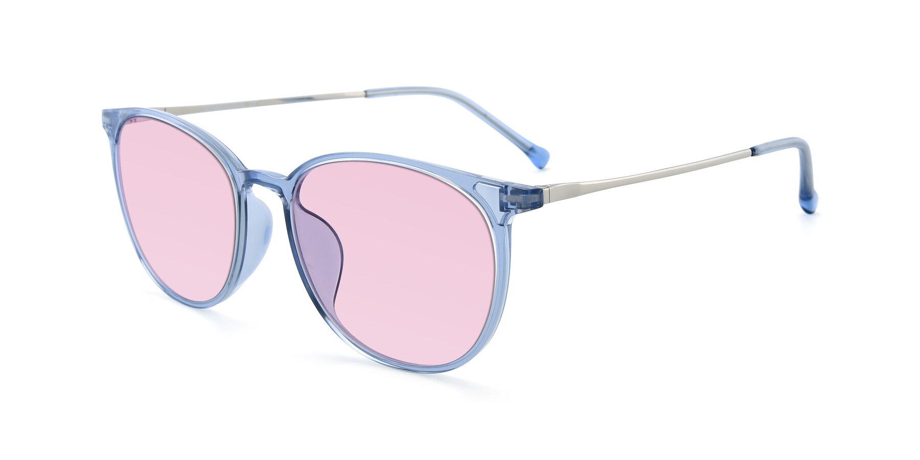 Angle of XC-6006 in Blue Amber-Silver with Light Pink Tinted Lenses