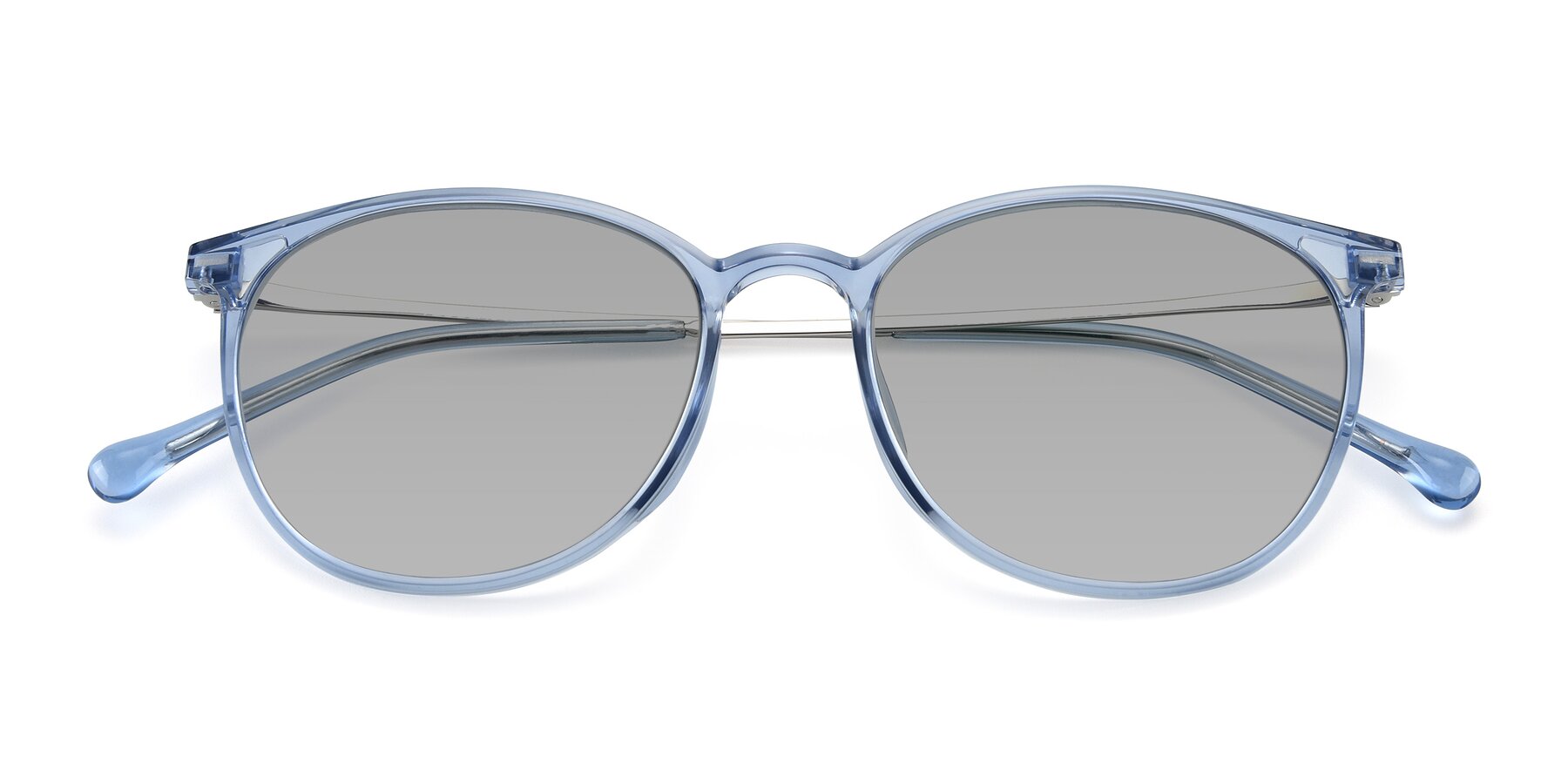 Folded Front of XC-6006 in Blue Amber-Silver with Light Gray Tinted Lenses