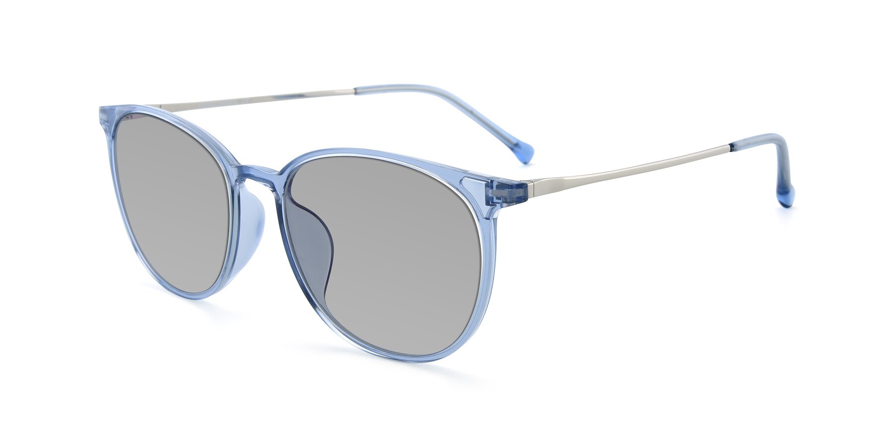 Angle of XC-6006 in Blue Amber-Silver with Light Gray Tinted Lenses