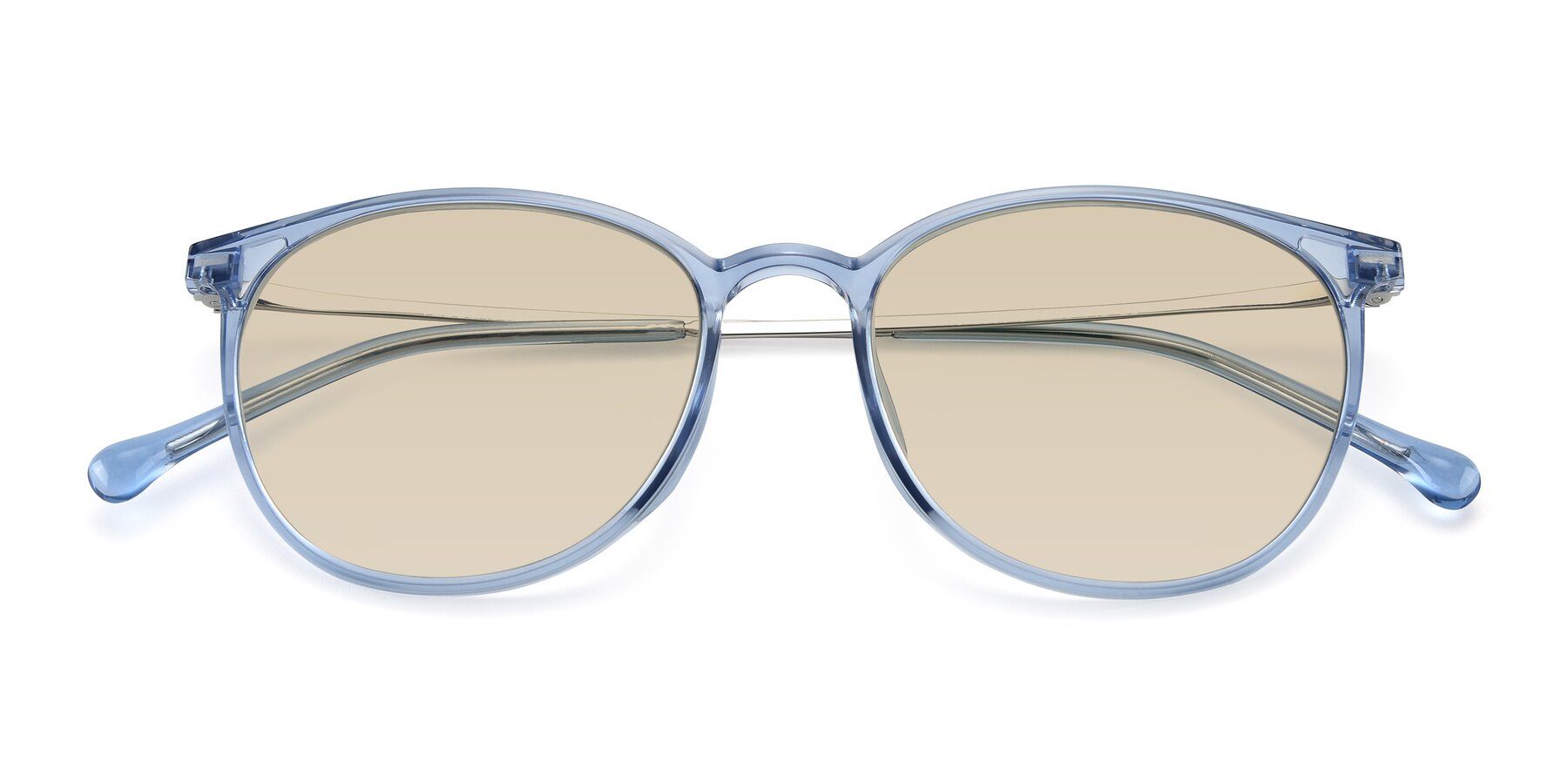 Folded Front of XC-6006 in Blue Amber-Silver with Light Brown Tinted Lenses