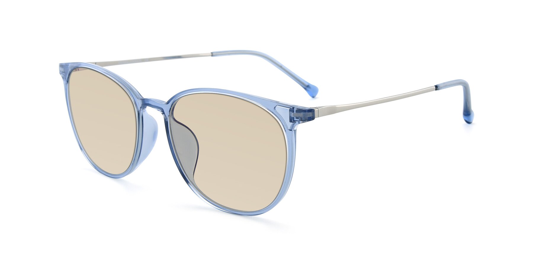 Angle of XC-6006 in Blue Amber-Silver with Light Brown Tinted Lenses