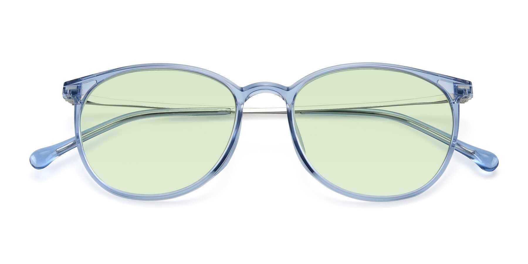 Folded Front of XC-6006 in Blue Amber-Silver with Light Green Tinted Lenses