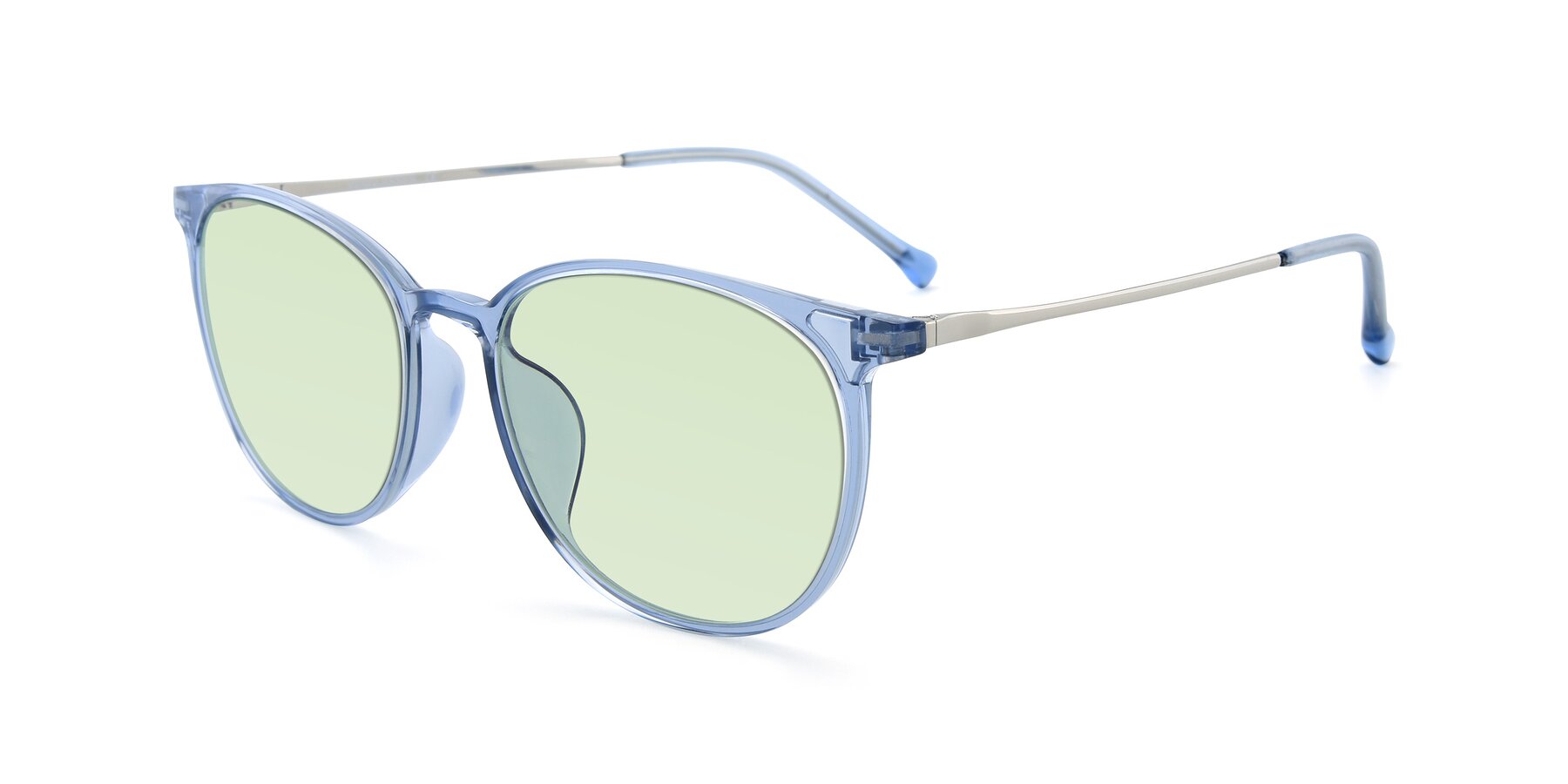 Angle of XC-6006 in Blue Amber-Silver with Light Green Tinted Lenses