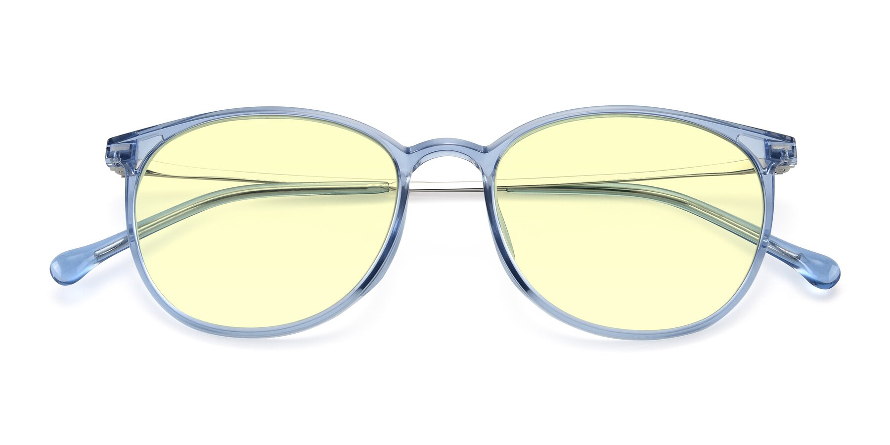 Folded Front of XC-6006 in Blue Amber-Silver with Light Yellow Tinted Lenses