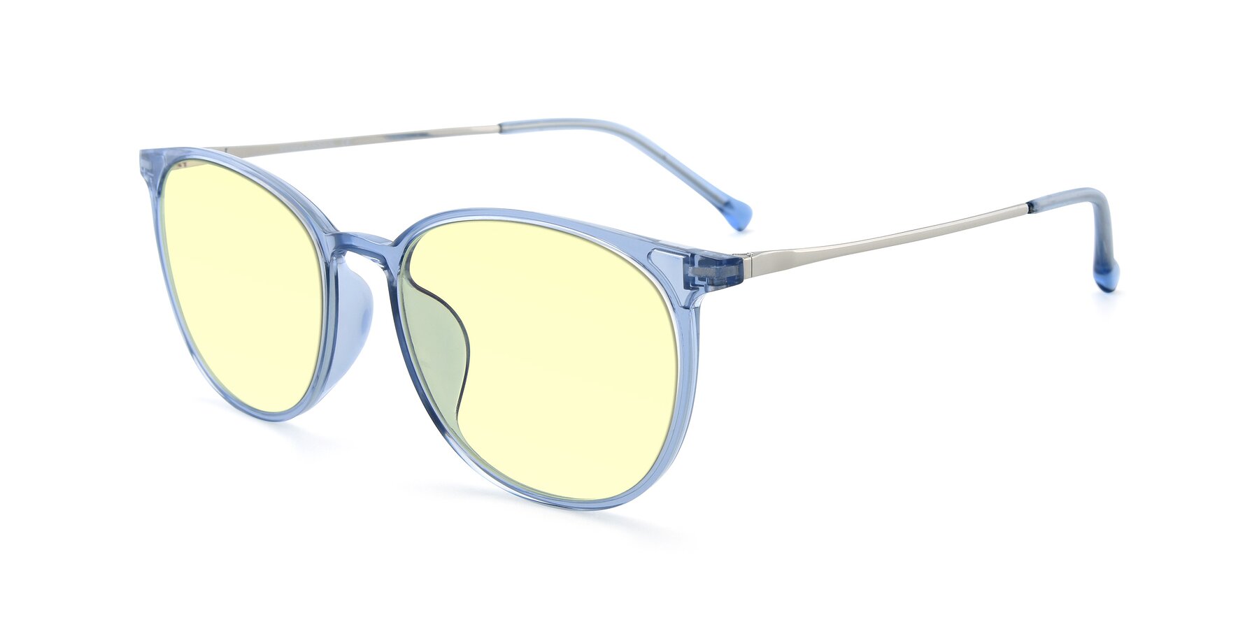 Angle of XC-6006 in Blue Amber-Silver with Light Yellow Tinted Lenses