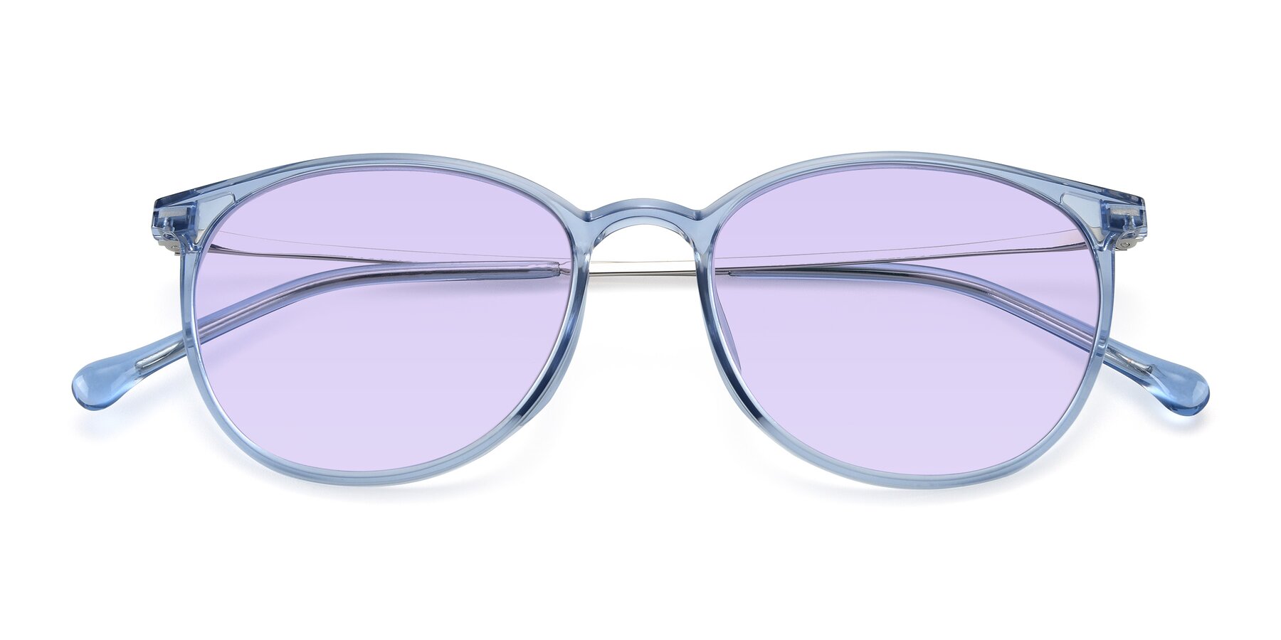 Folded Front of XC-6006 in Blue Amber-Silver with Light Purple Tinted Lenses