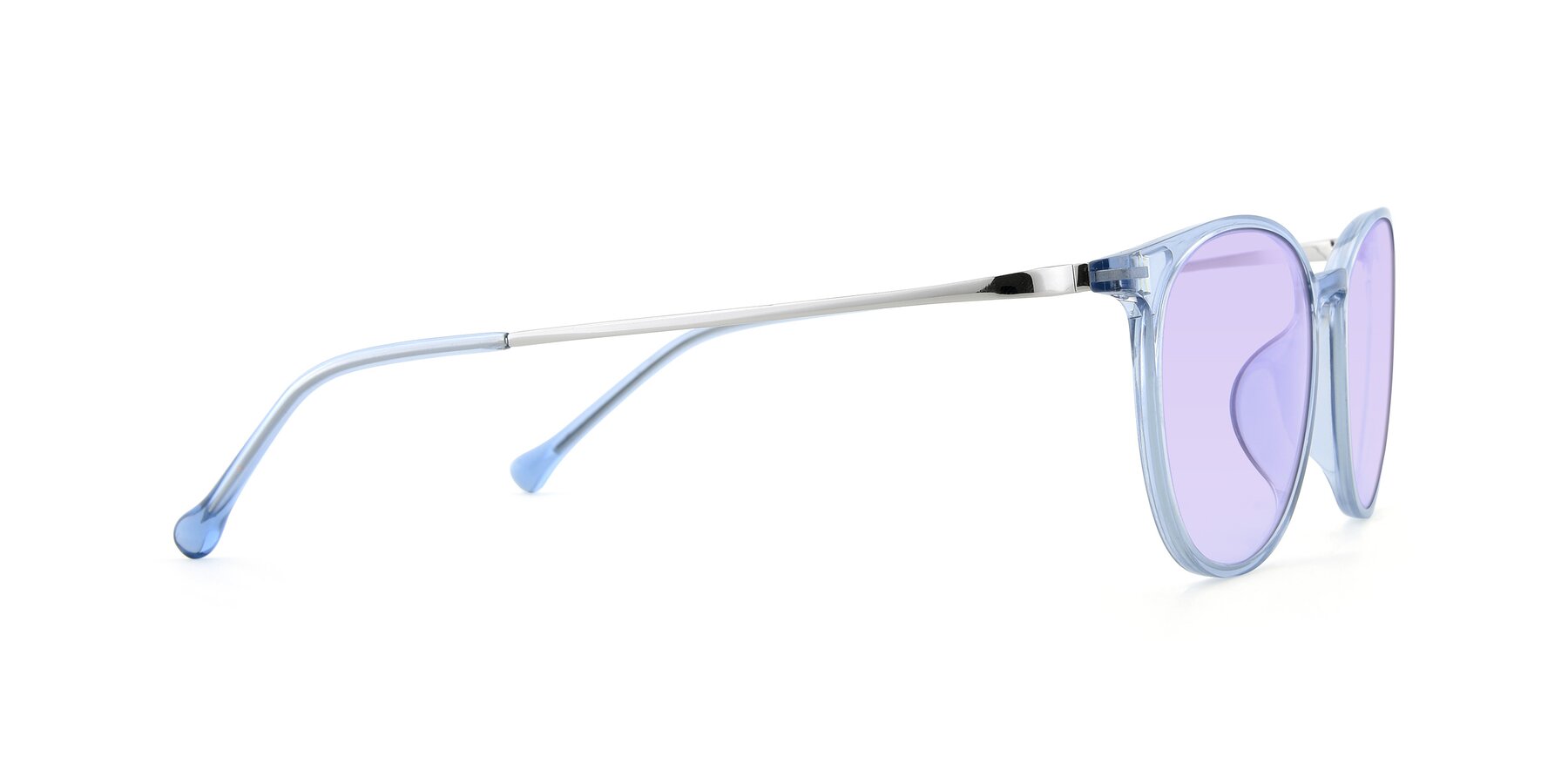 Side of XC-6006 in Blue Amber-Silver with Light Purple Tinted Lenses