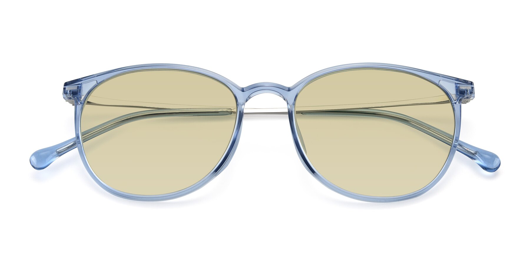 Folded Front of XC-6006 in Blue Amber-Silver with Light Champagne Tinted Lenses