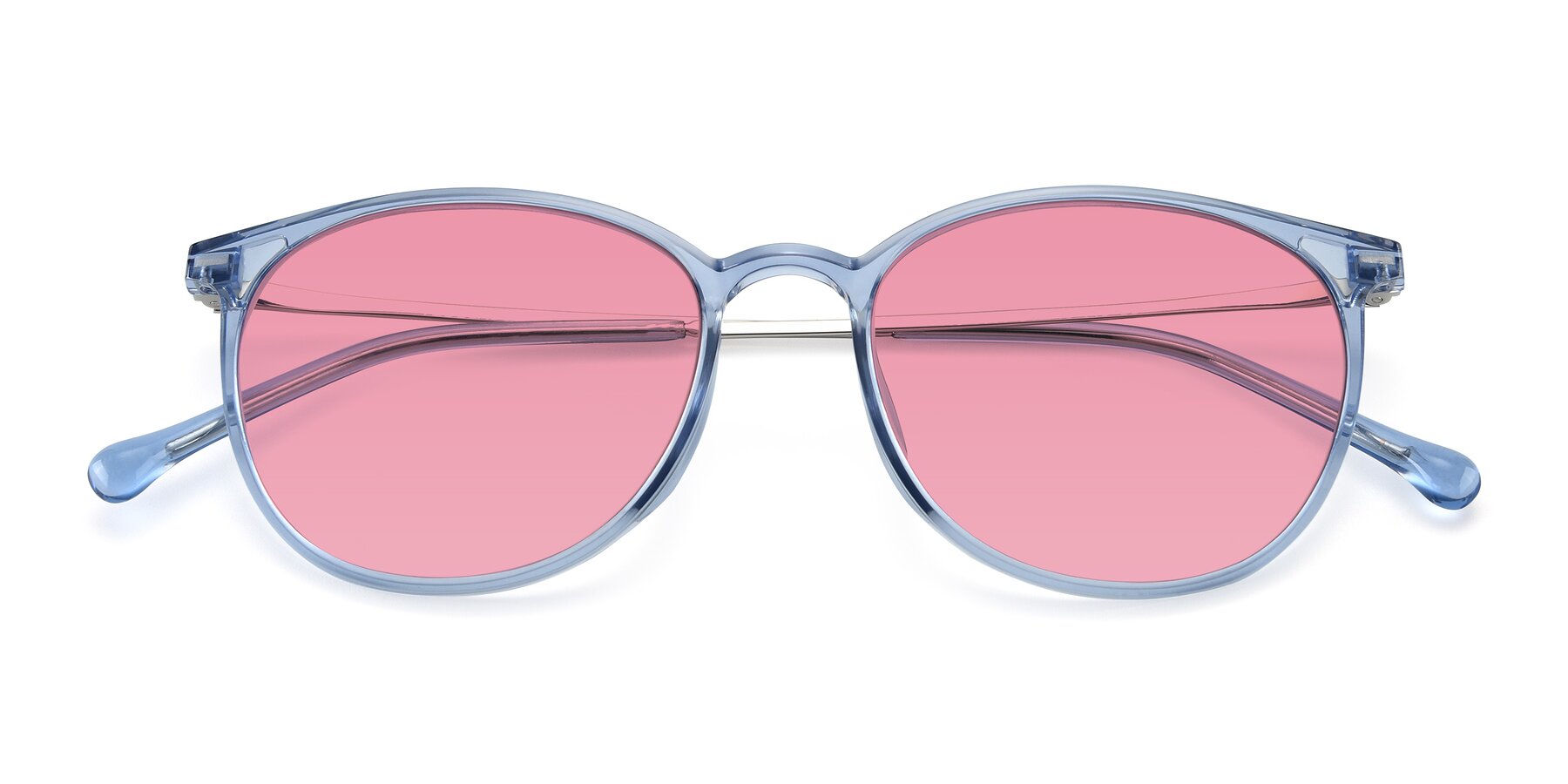 Folded Front of XC-6006 in Blue Amber-Silver with Pink Tinted Lenses