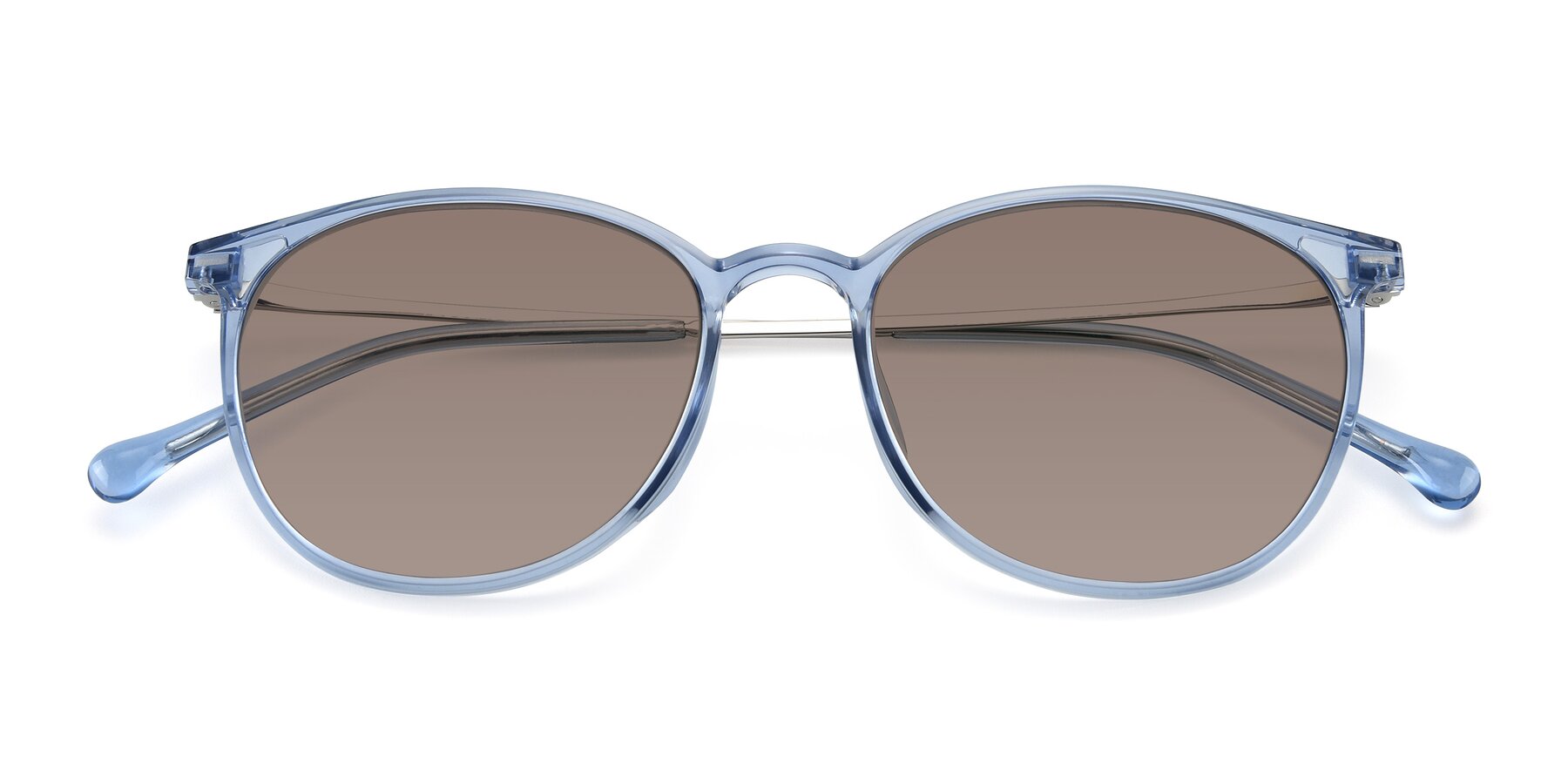 Folded Front of XC-6006 in Blue Amber-Silver with Medium Brown Tinted Lenses