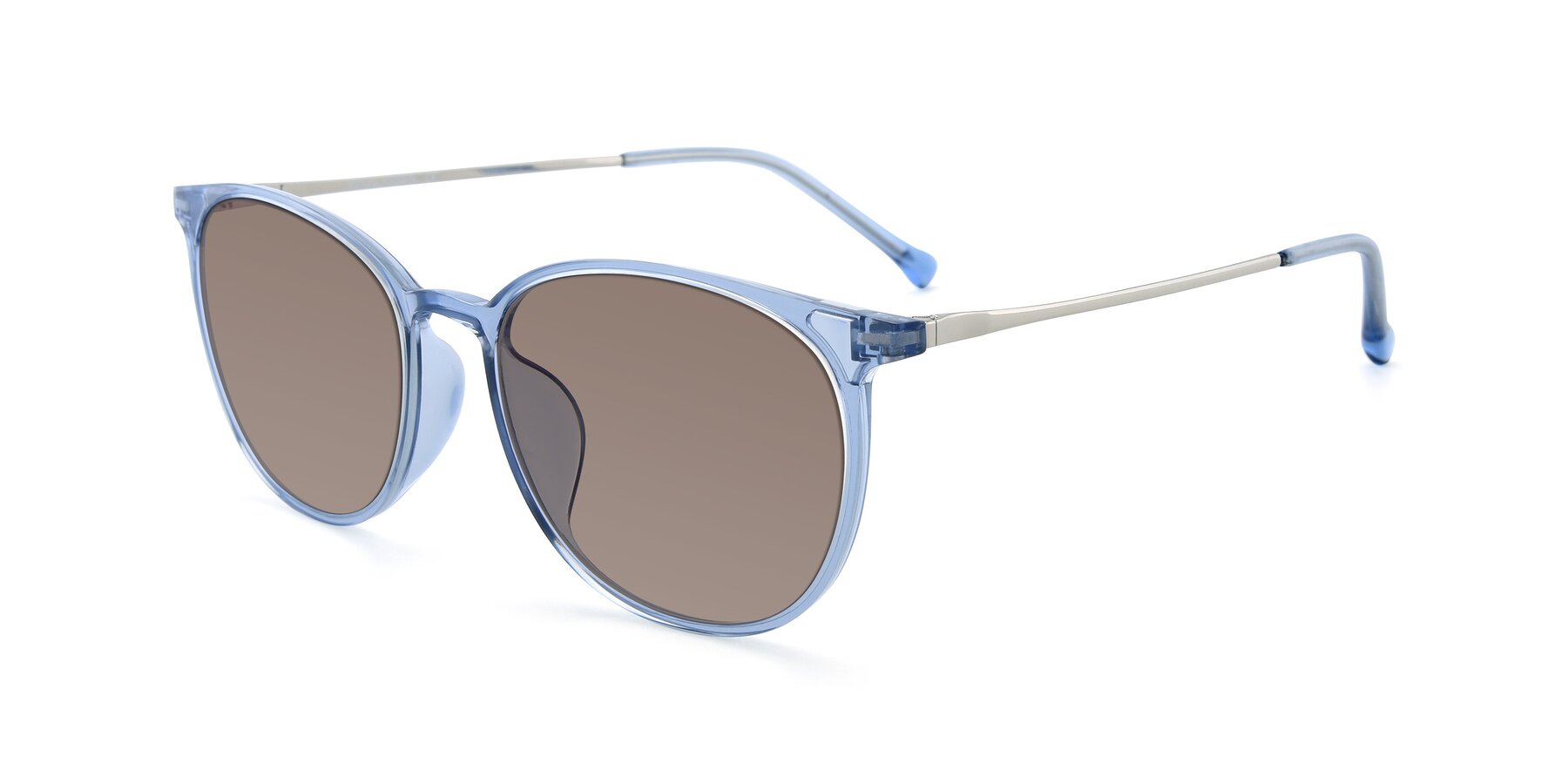 Angle of XC-6006 in Blue Amber-Silver with Medium Brown Tinted Lenses