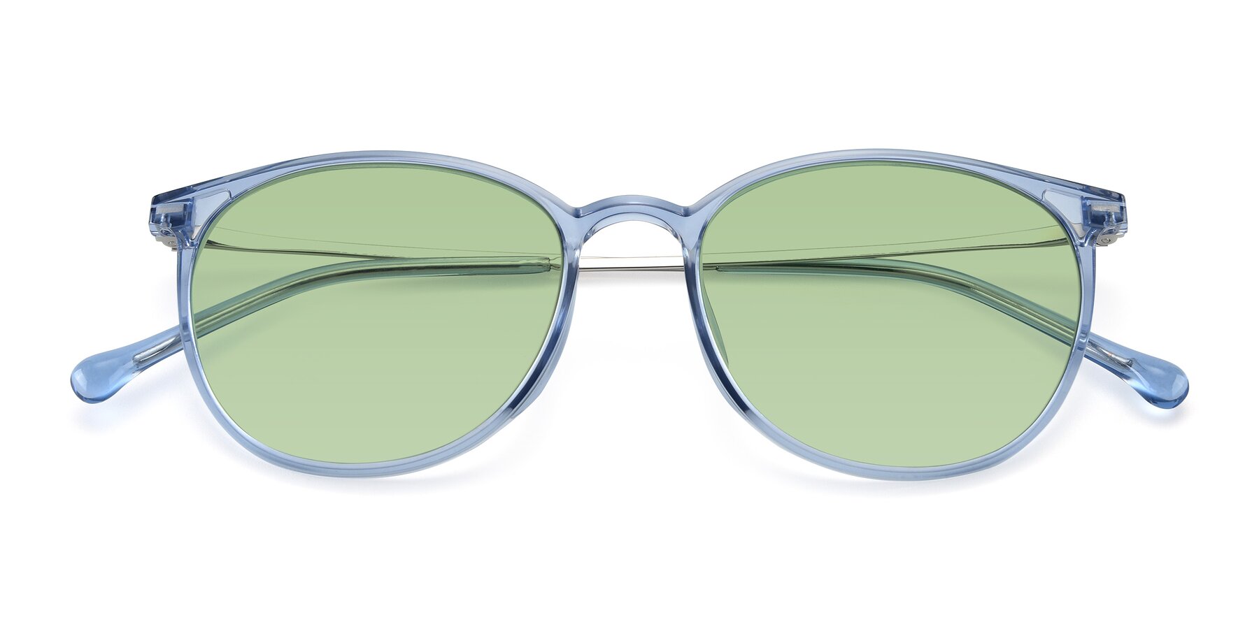 Folded Front of XC-6006 in Blue Amber-Silver with Medium Green Tinted Lenses